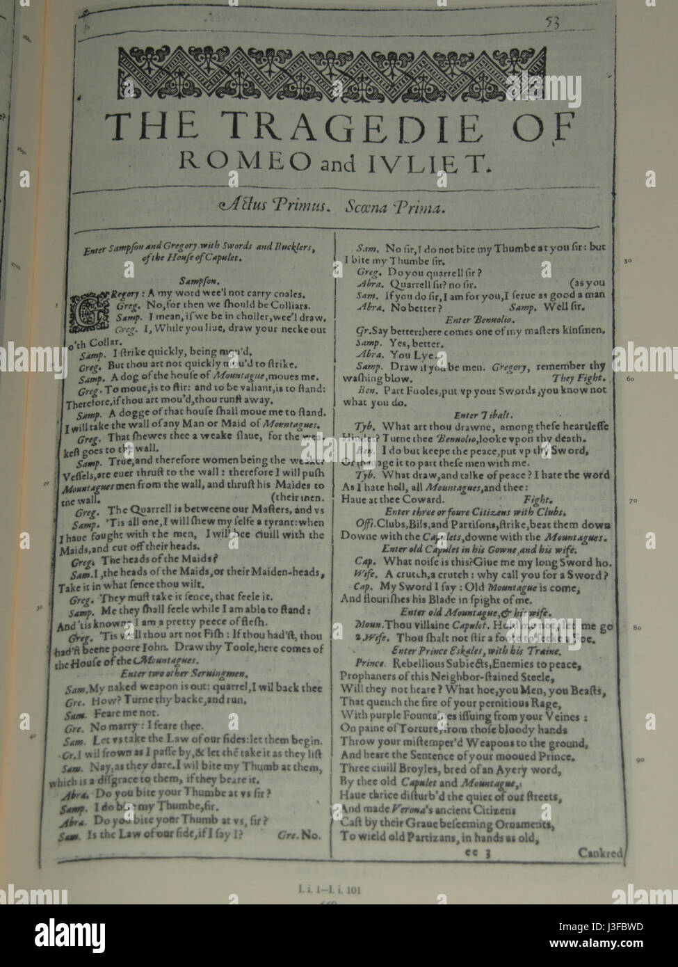 FirstFolioRomeo Foto Stock
