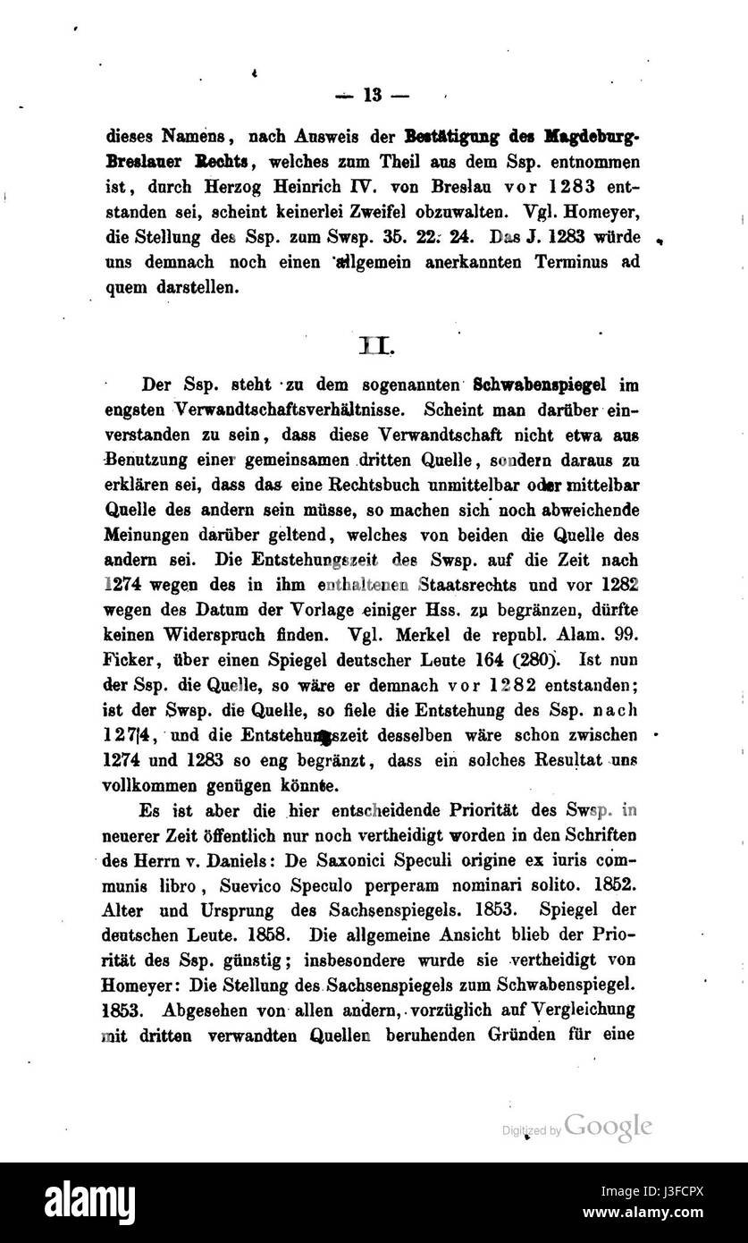 Entstehung Sachsenspiegel di Ficker si concentra sullo sviluppo del Sachsenspiegel, uno dei più significativi codici giuridici medievali in Germania, ponendo le basi per il diritto tedesco. Foto Stock