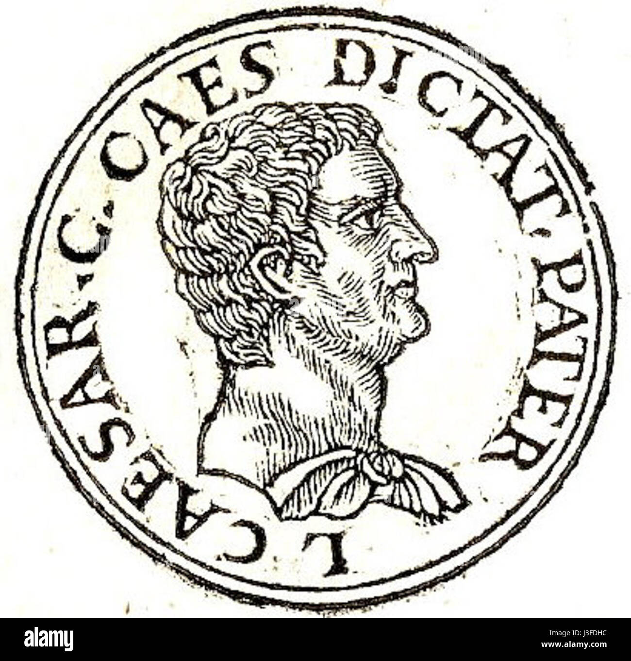 Gaio Giulio Cesare, spesso indicato come "Cesare Pater", era un generale romano, statista e dittatore. Le sue azioni e la sua leadership influenzarono profondamente l'Impero Romano, plasmando il suo futuro e contribuendo alla sua espansione durante il i secolo a.C.. Foto Stock
