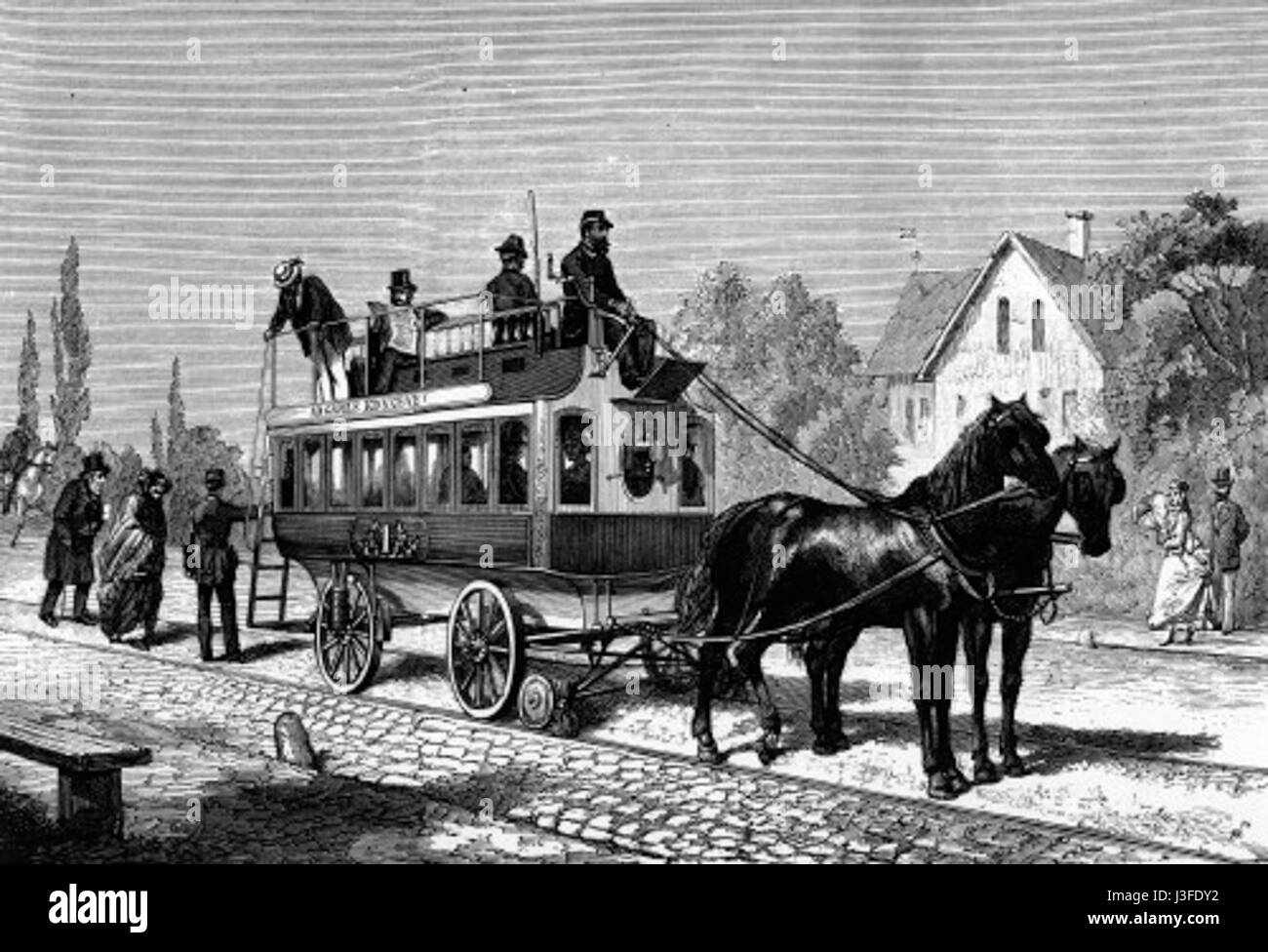 L'immagine del 1872 del tram Gammel Kongevej in Danimarca cattura una parte importante della storia dei trasporti di countryÂ. Il tram, un sistema di trasporto urbano vitale, ha giocato un ruolo nello sviluppo delle città danesi e delle loro infrastrutture pubbliche durante la fine del XIX secolo. Foto Stock