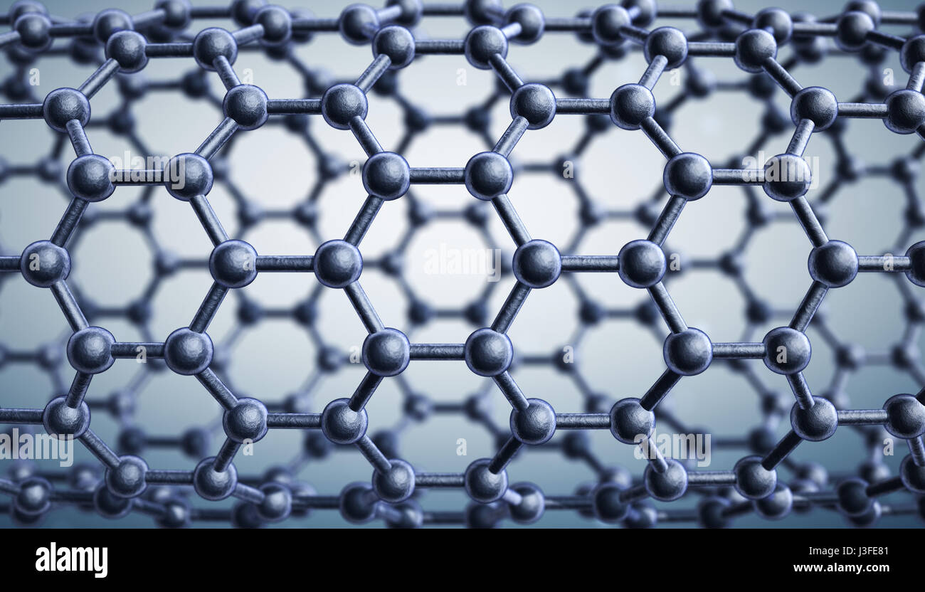 Grafene struttura molecolare. 3D illustrazione Foto Stock
