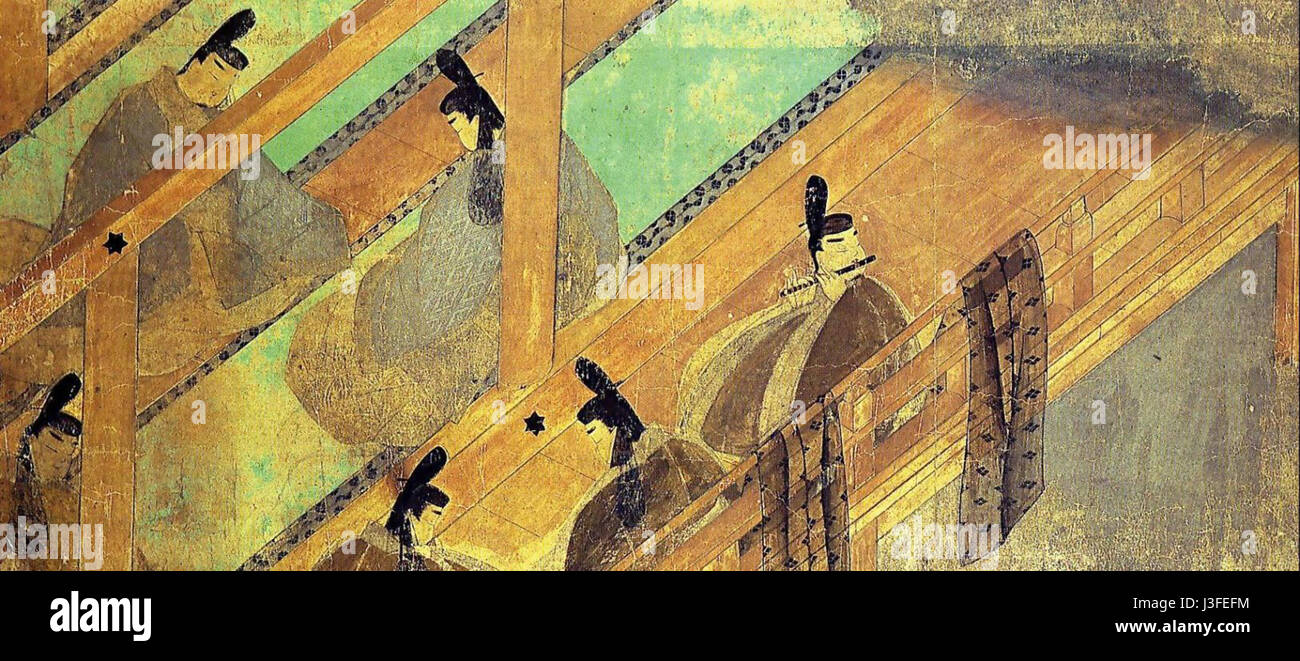 Il 'Genji Emaki Suzumushi' è un'opera d'arte o un oggetto storico ospitato al Museo Goto. Può riferirsi alla cultura giapponese, raffigurando potenzialmente scene del "racconto di Genji" o altre narrazioni culturali significative. Foto Stock