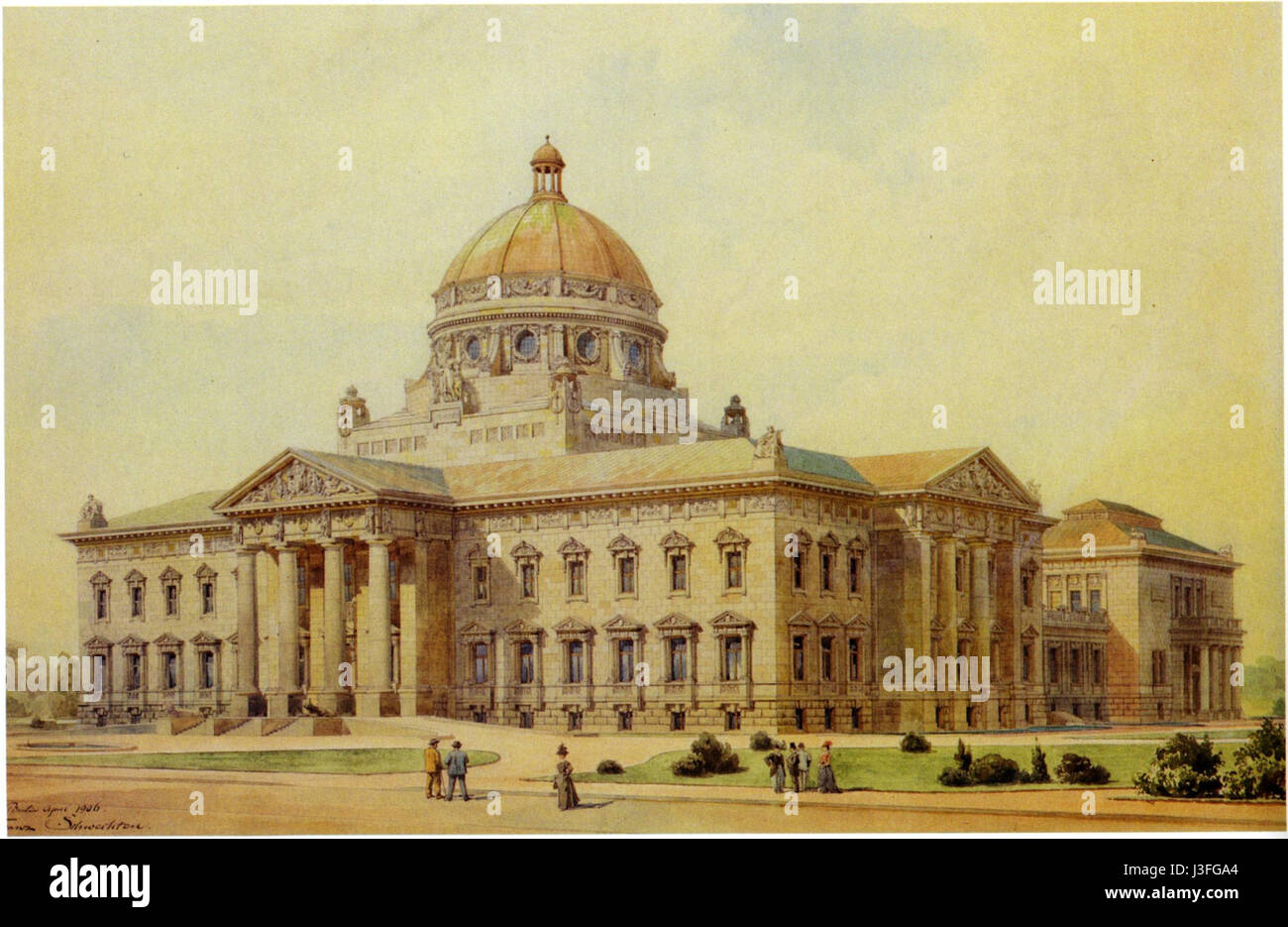 Il progetto di F. Schwechten per il Palazzo della Pace a l'Aia è un importante concorso architettonico, notevole per la sua rappresentazione simbolica della diplomazia internazionale e della pace. Foto Stock