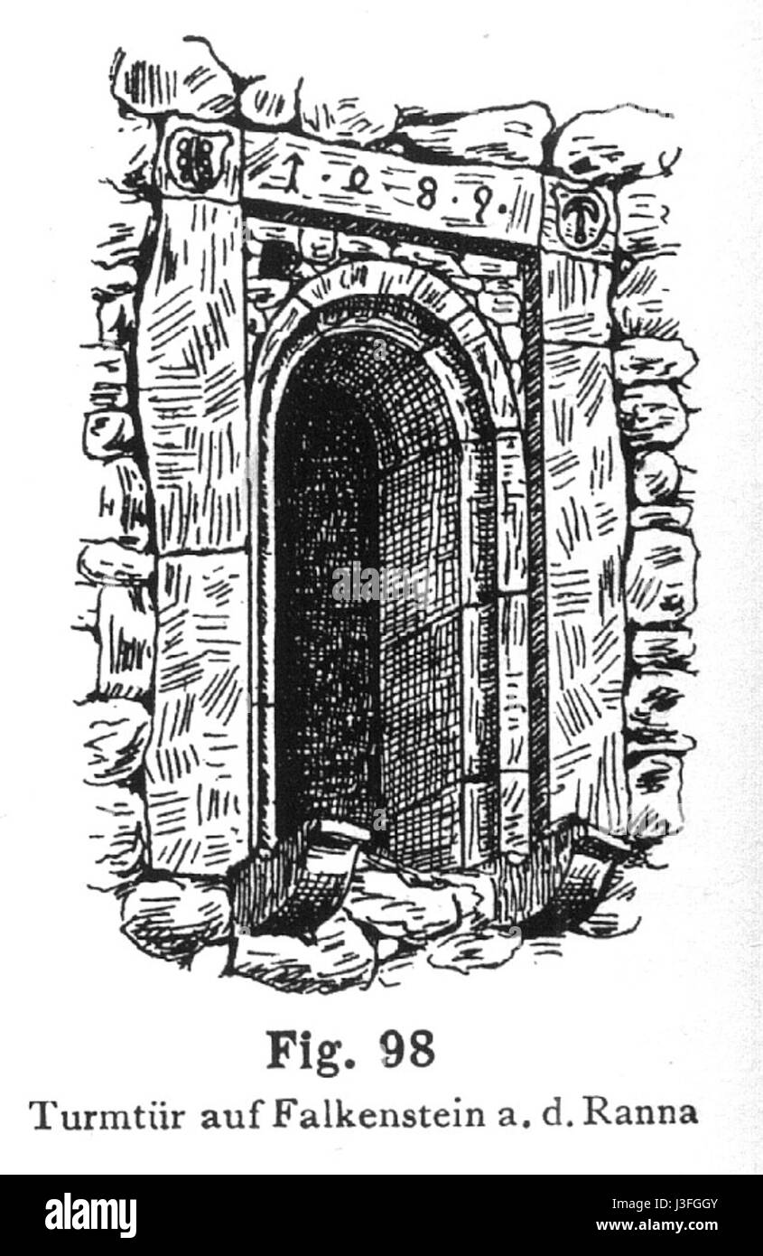 Falkenstein Turmtuer si riferisce alle torri di Falkenstein, probabilmente associate a un castello o a una fortezza nella regione. Le torri possono avere un significato storico legato all'architettura medievale e alla difesa regionale. Foto Stock