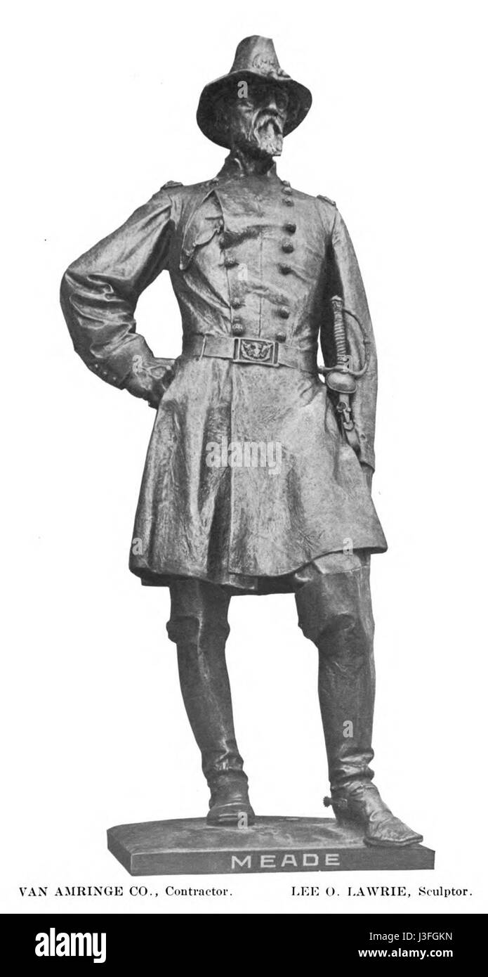 Una statua del generale Meade di Lee Lawrie, creata nel 1913, onora i contributi del generale della guerra civile americana, commemorando la sua leadership militare e il suo servizio. Foto Stock