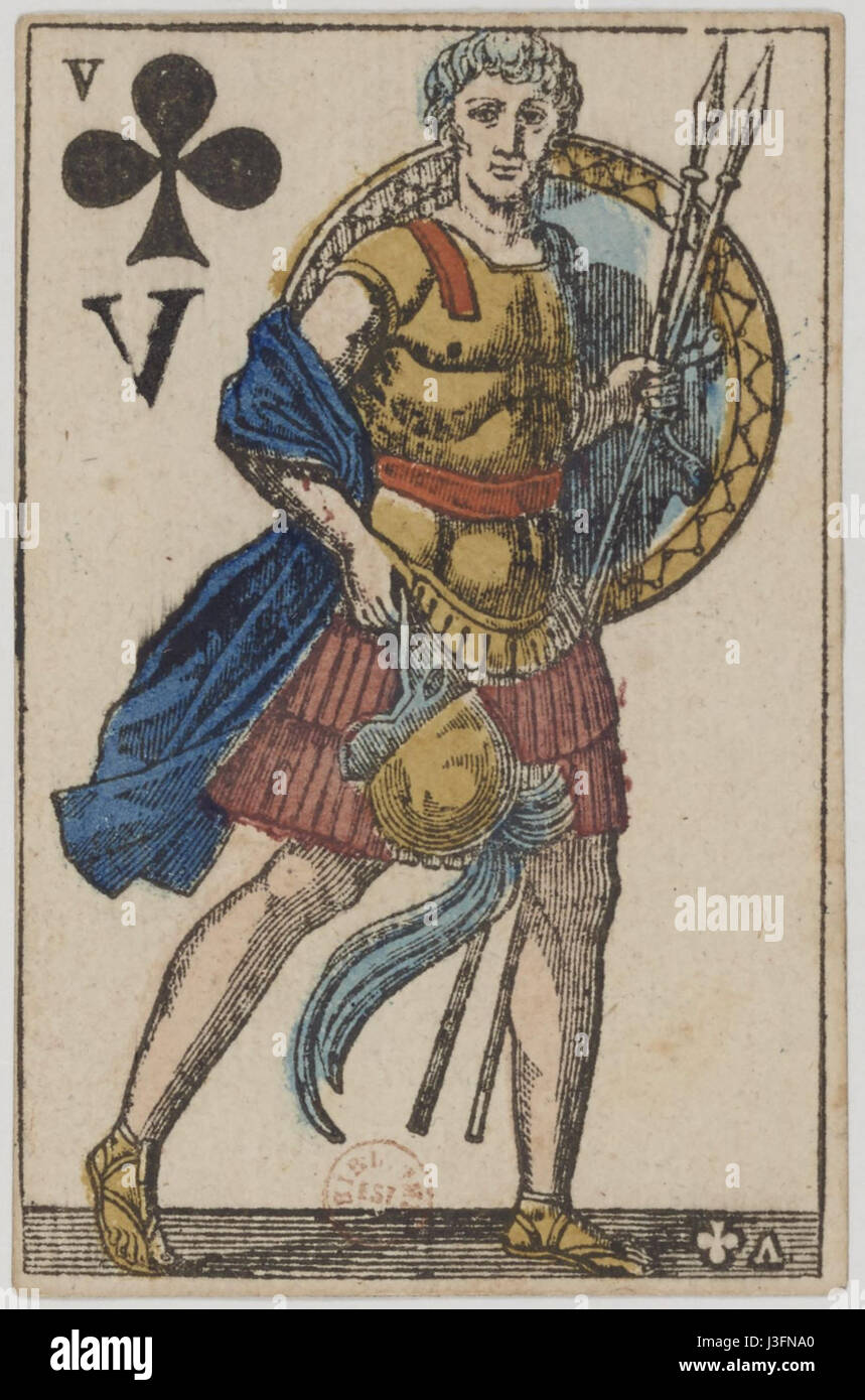 Primo Impero Francese mazzo di carte 1810 Jack of Clubs Foto Stock