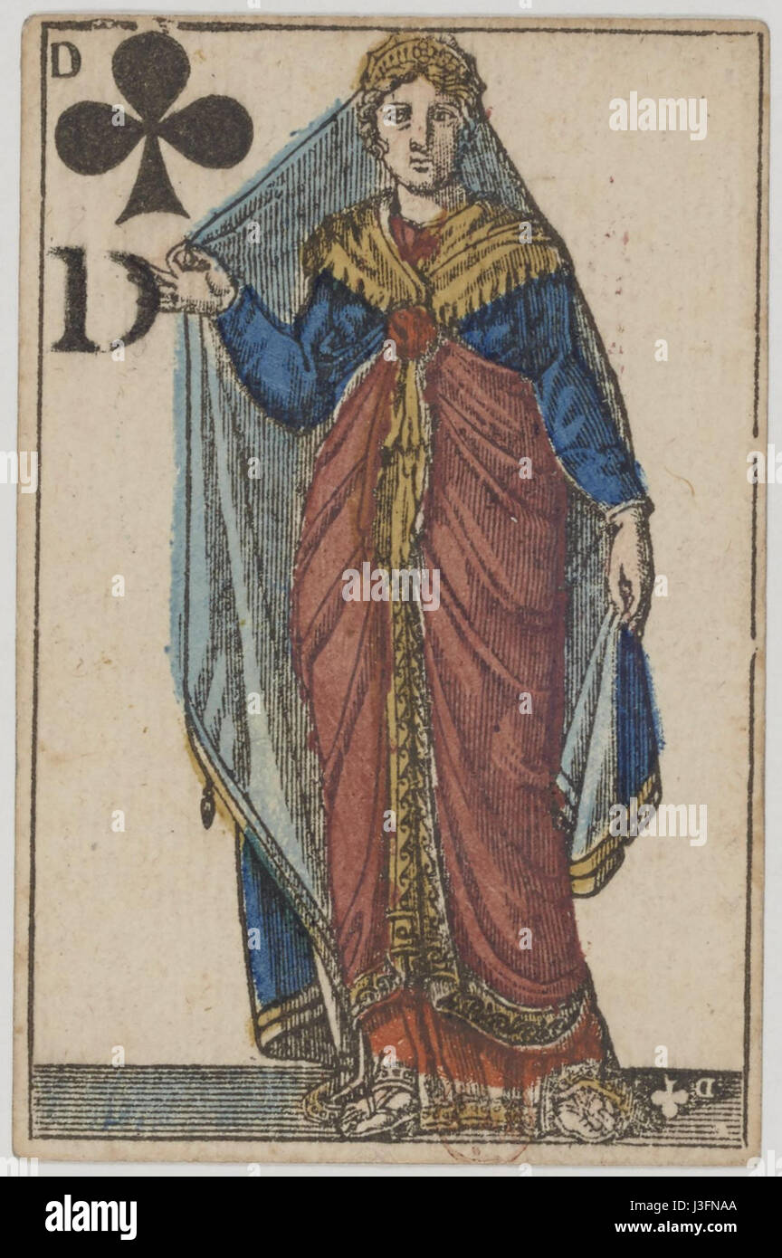 Primo Impero Francese mazzo di carte 1810 regina del club Foto Stock