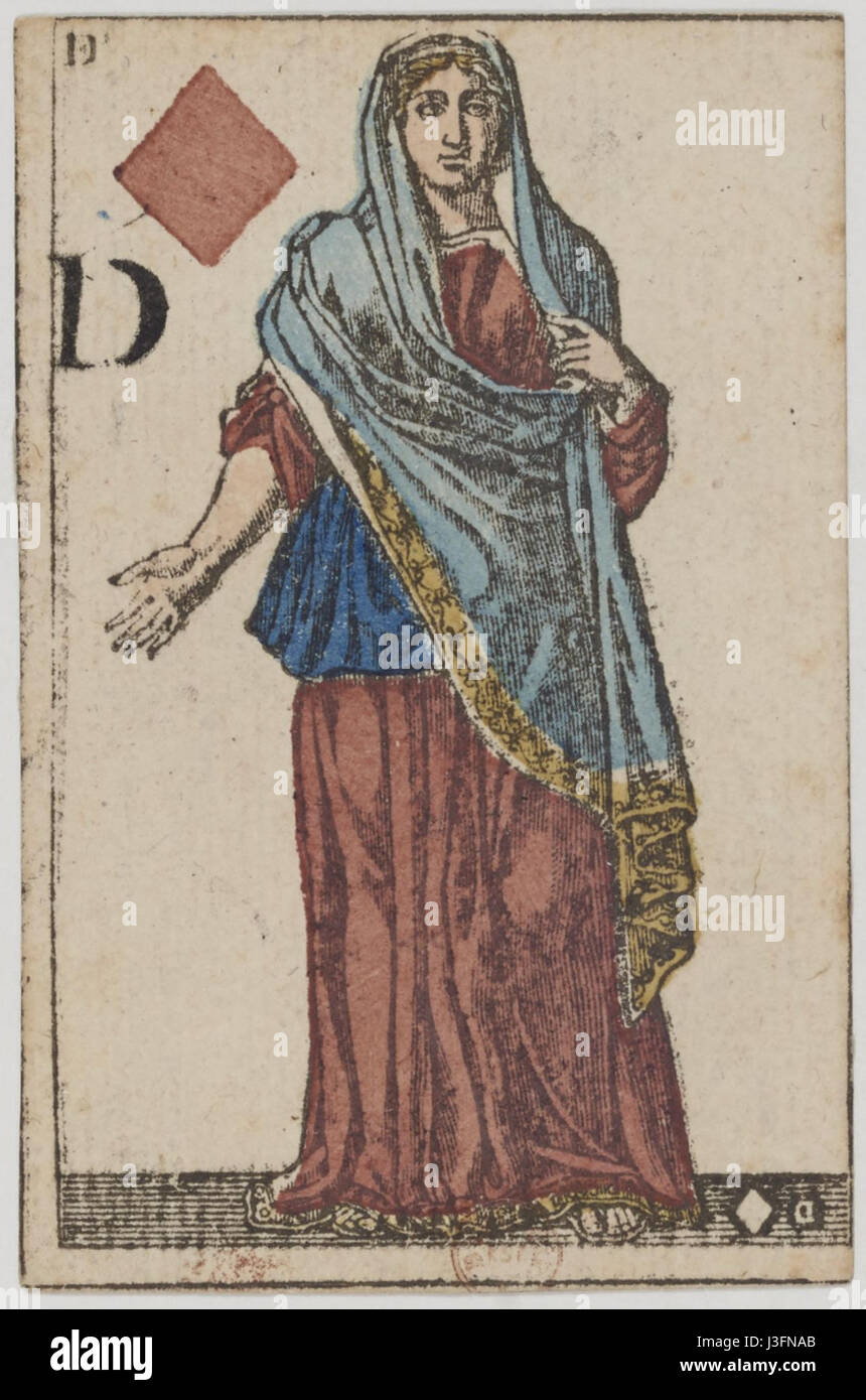 Primo Impero Francese mazzo di carte 1810 regina di diamanti Foto Stock