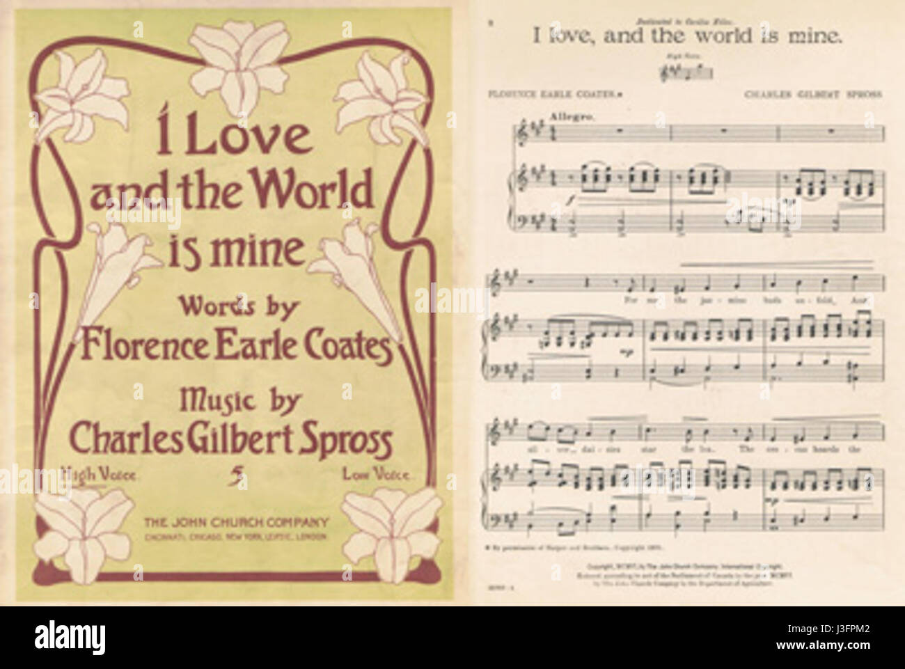 I Love and the World Is Mine è una canzone del 1906, che riflette la musica dei primi anni del XX secolo. Probabilmente faceva parte della raccolta FEC Song, catturando il sentimento e lo stile musicale di quell'epoca. Foto Stock