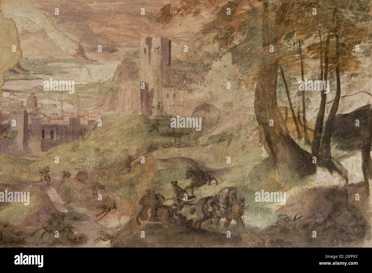 Affresco scena di caccia loggia Altemps Foto Stock