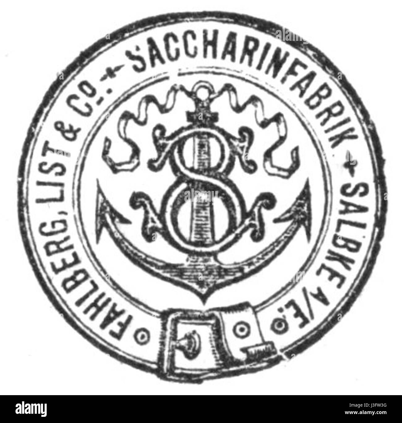 Fabrikmarke Saccharinfabrik Fahlberg elenco1894 Foto Stock