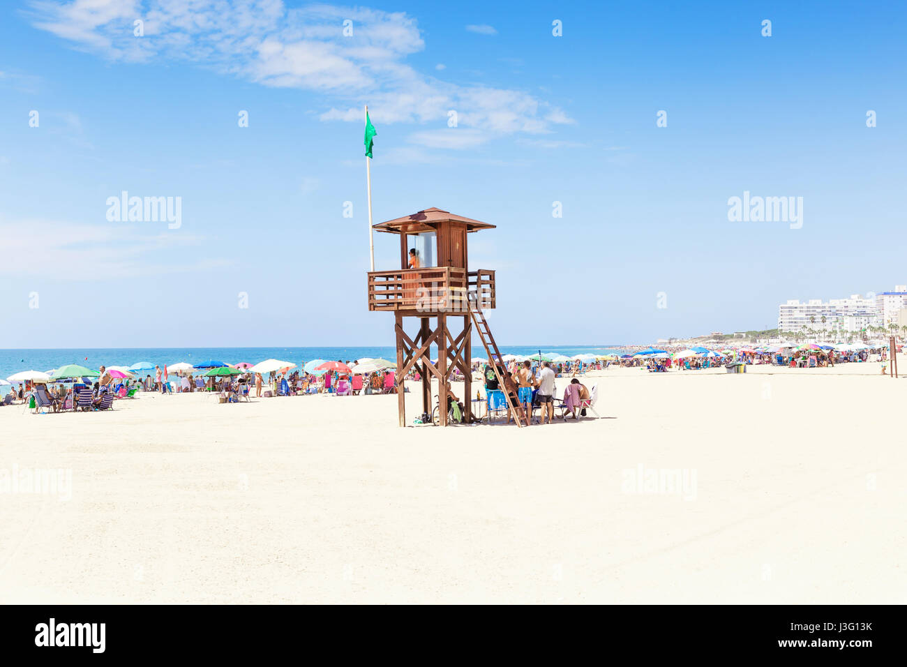 Turismo in Spagna. Vista della spiaggia di Rota, Cadice. Foto Stock