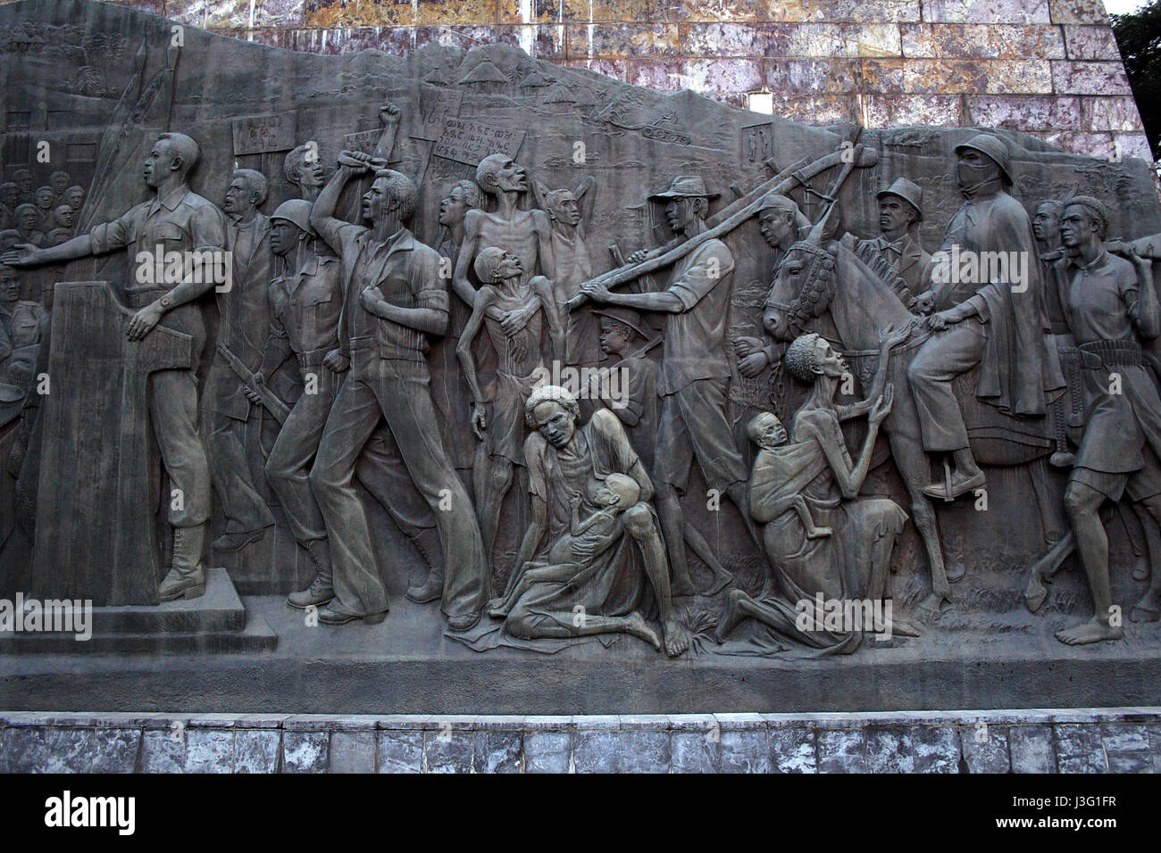 Un rilievo Tiglachin (o Derg) monumento in Etiopia ad Addis Abeba. Foto Stock