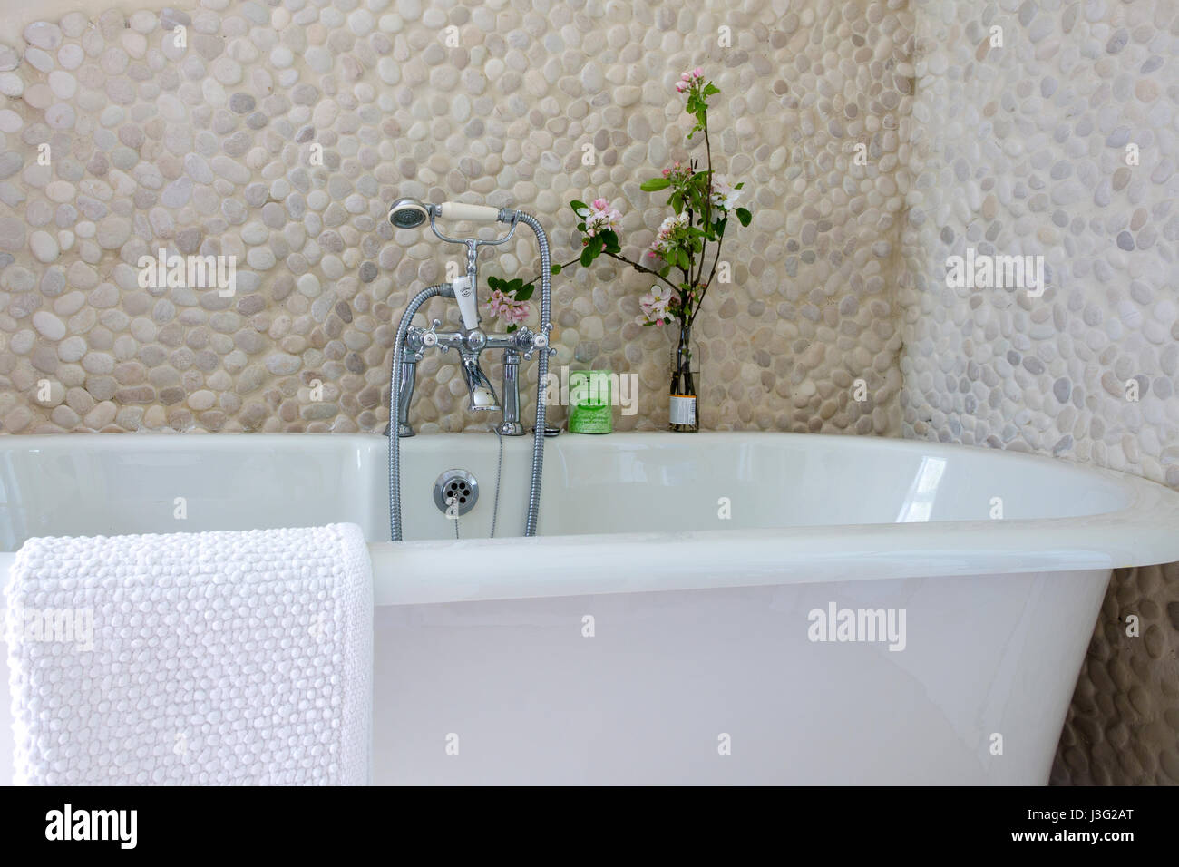 Free standing piedistallo di smalto vasca da bagno Foto stock - Alamy