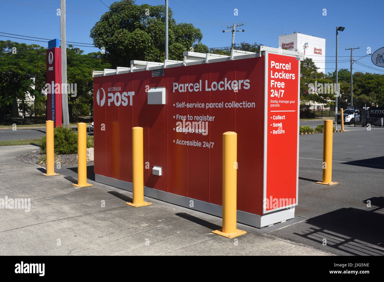 Brisbane, Australia: Australia Post parcel armadietti a Virginia Business Hub Foto Stock