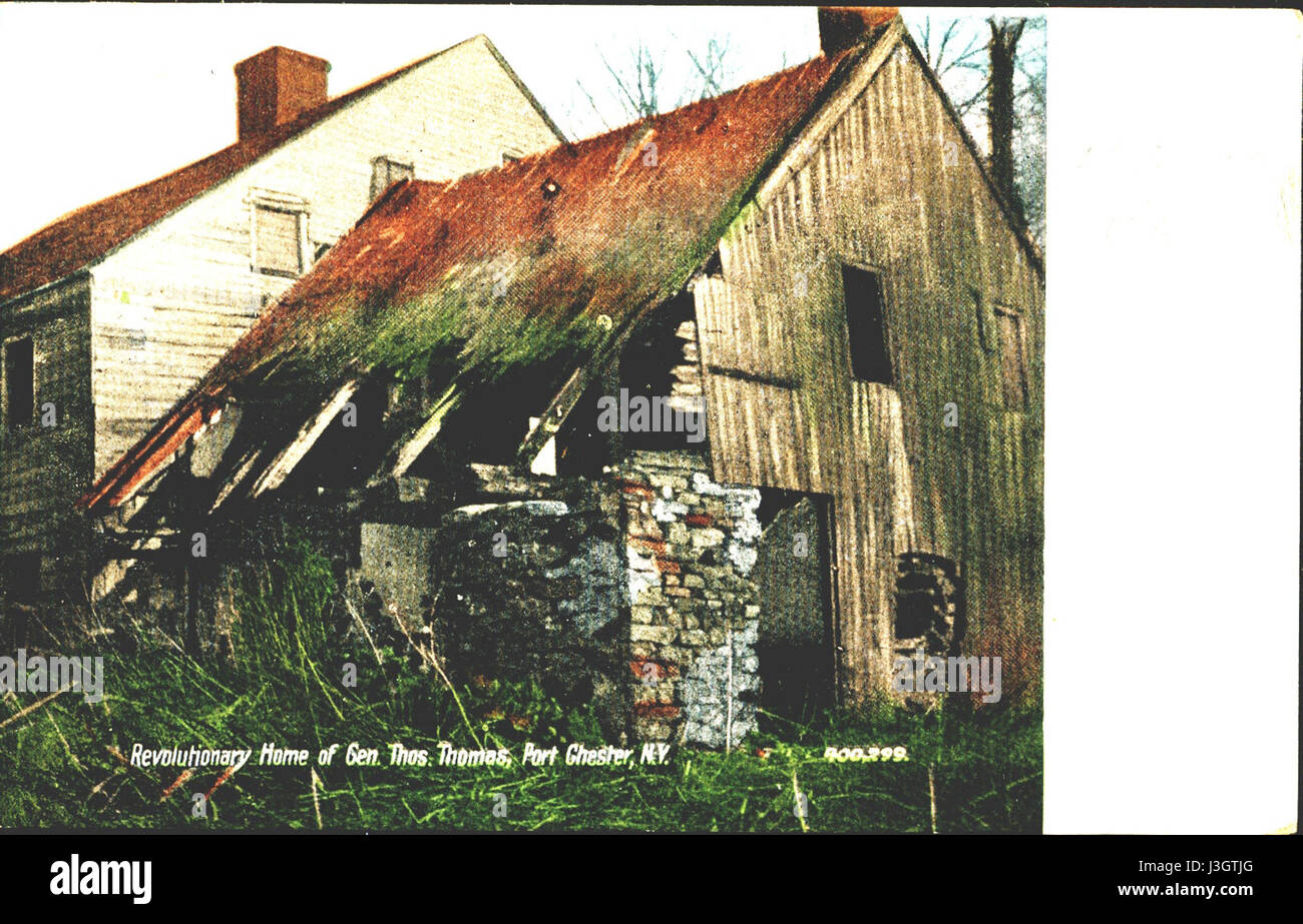 General Thomas Home si trova a Port Chester, New York. È associato a figure storiche della guerra civile americana, in particolare il generale Thomas, noto per il suo servizio nell'esercito dell'Unione. Foto Stock
