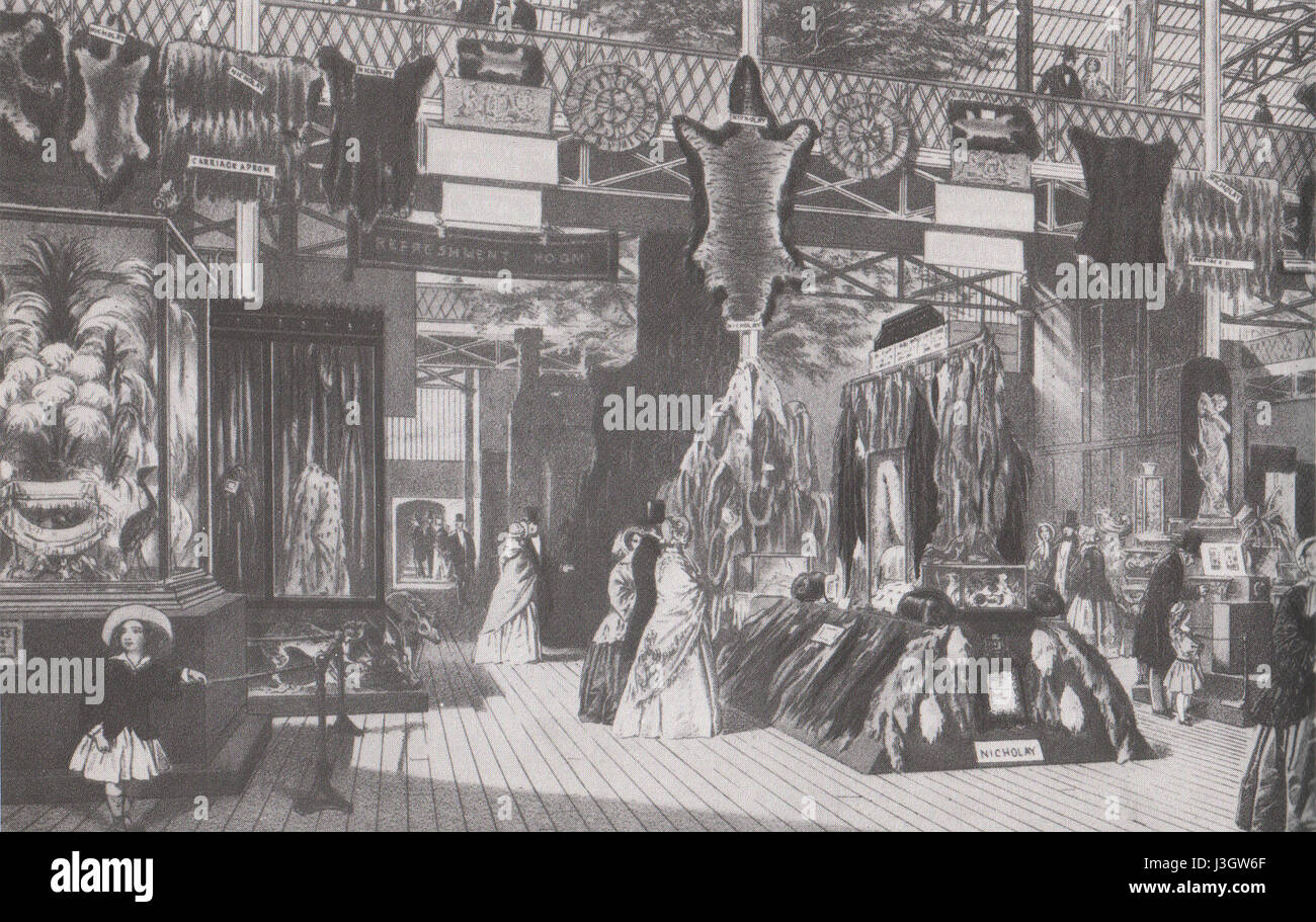 Display di pelliccia al 1851 Grande Esposizione, J. G. Links Foto Stock