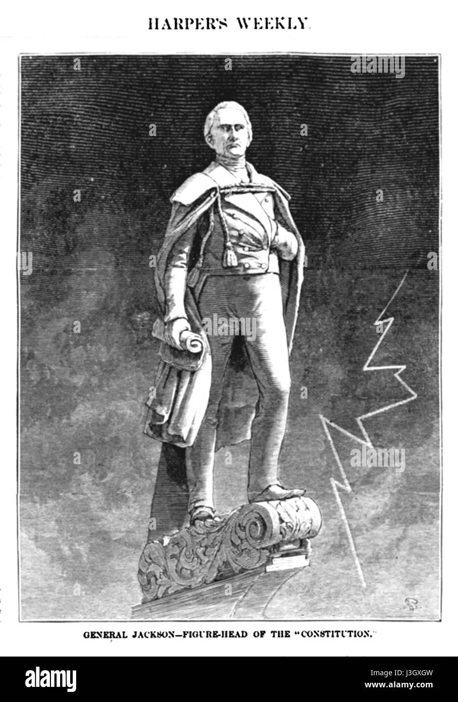 Questa immagine del 1875 tratta dal settimanale Harperâ€™s presenta il generale Andrew Jackson, che sottolinea il suo significato storico nella storia militare americana durante il XIX secolo. Foto Stock
