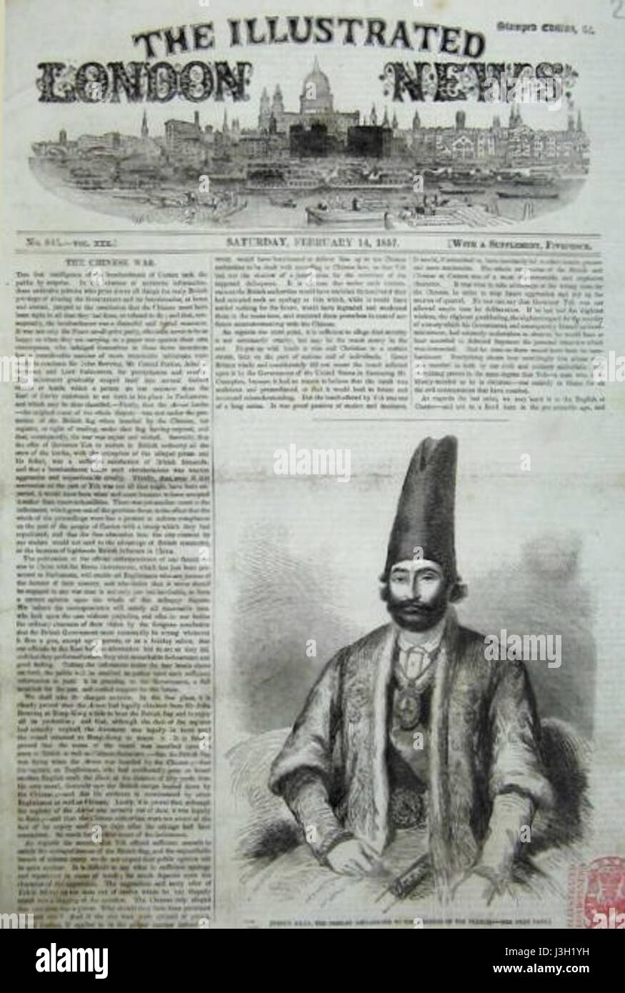 Ferouk Khan 1857 Il Illustrated London News pagina piena Foto Stock