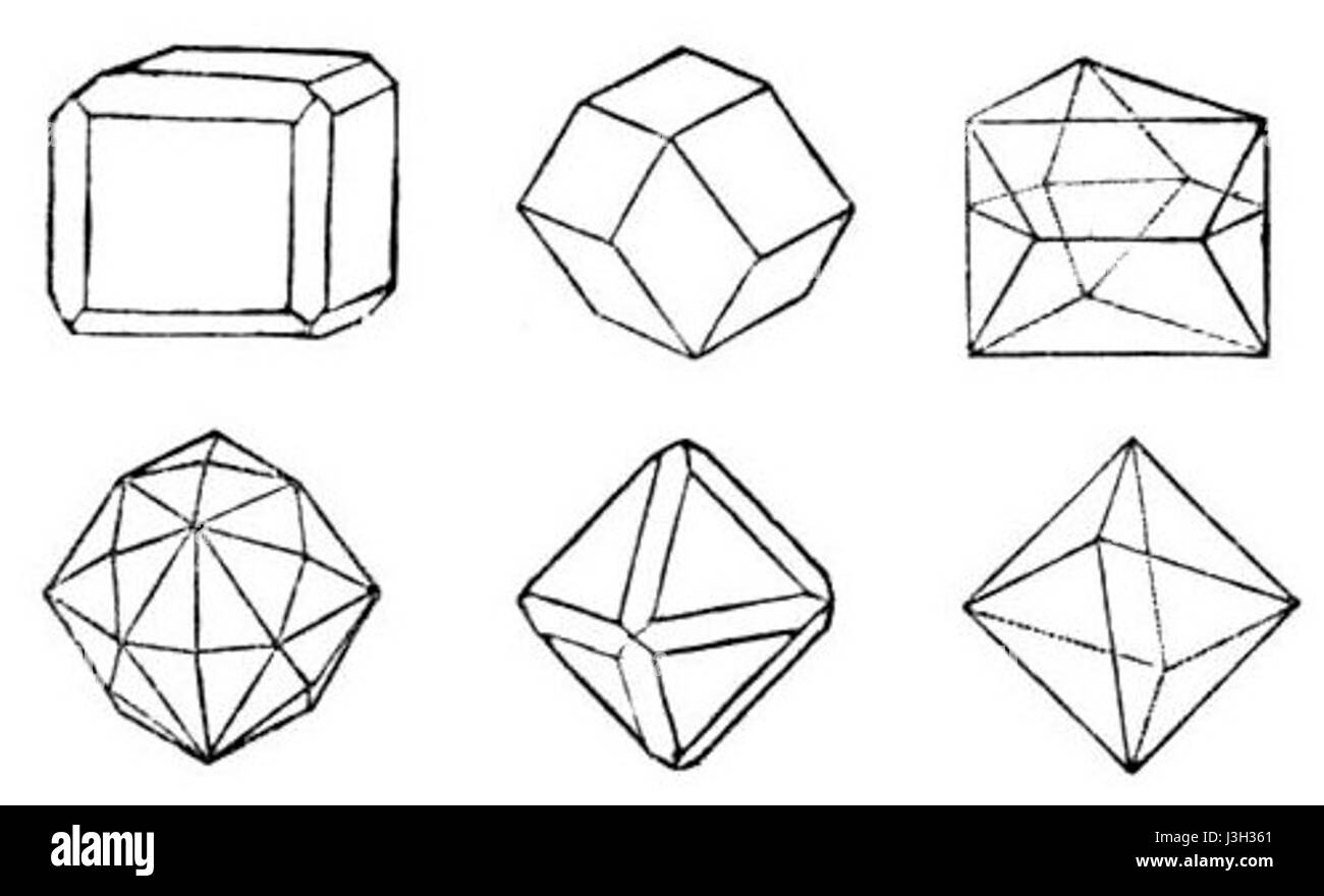 Forme des cristaux de diamant 2 Foto Stock