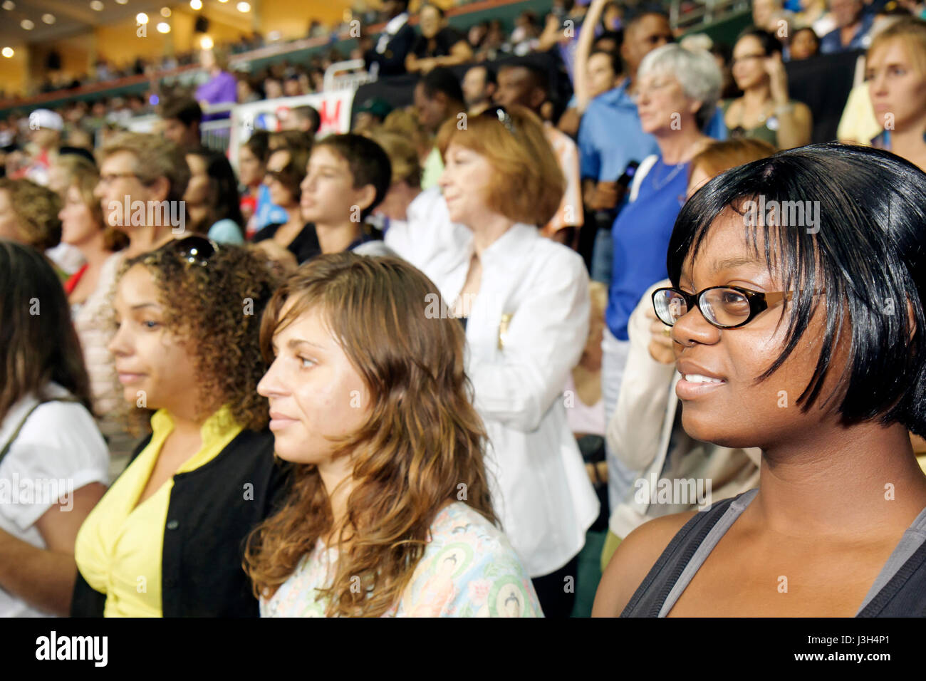 Miami Florida,Coral Gables,University of Miami,BankUnited Center,centro,candidato democratico Barak Obama,raduno,elezioni presidenziali 2008,campagna,aud Foto Stock