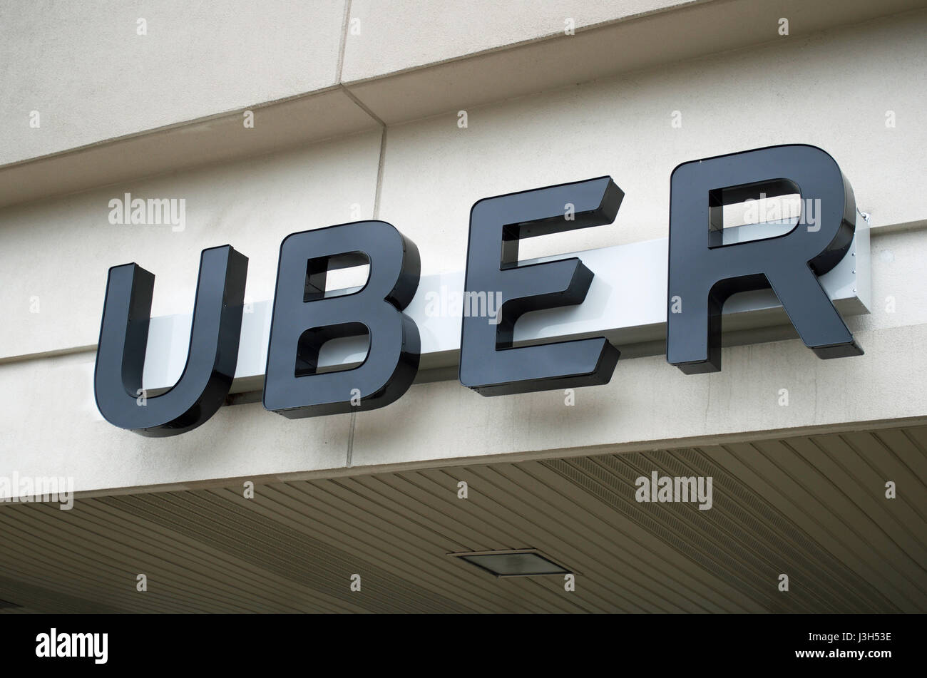 Uber segno su un Uber ufficio o posizione Foto Stock