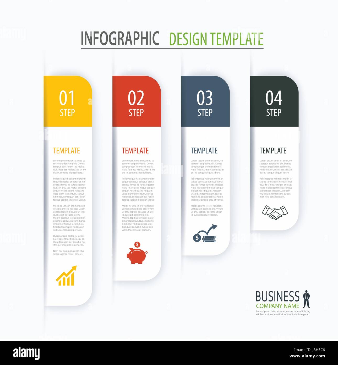 Scheda moderna indice opzioni infografico modello con fogli di carta. Passo la crescita del business. Elemento vettore può essere usato per il web design e layout di flusso di lavoro. Illustrazione Vettoriale