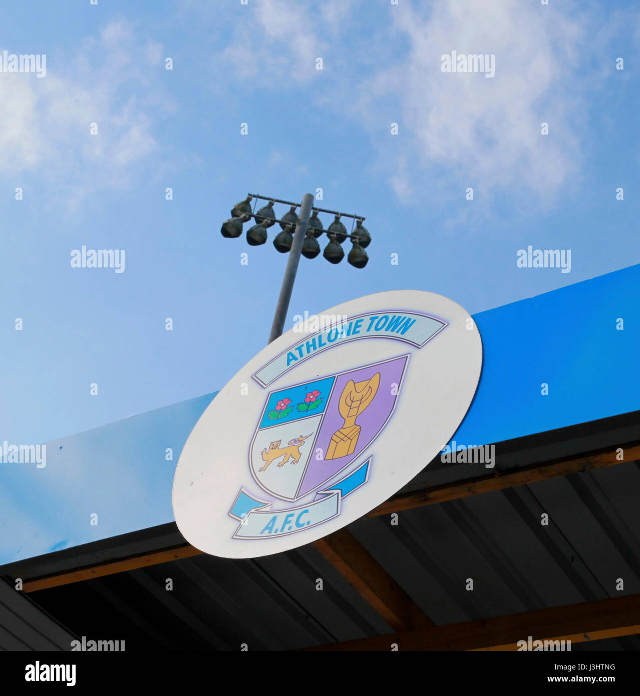 Athlone Town Stadium. Home di Athlone Town Football Club. Fondata nel 1887, Athlone sono i più antichi club nel campionato dell'Irlanda. Foto Stock