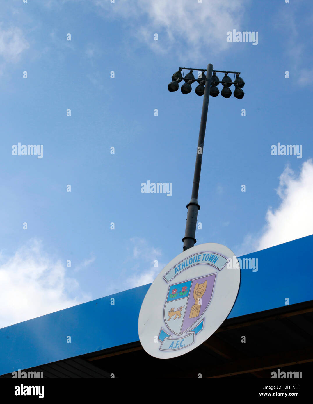 Athlone Town Stadium. Home di Athlone Town Football Club. Fondata nel 1887, Athlone sono i più antichi club nel campionato dell'Irlanda. Foto Stock