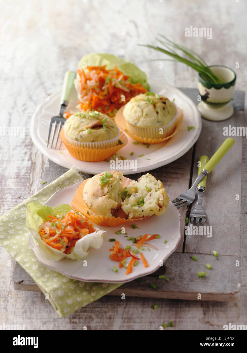 Muffin con pancetta e chesse Foto Stock