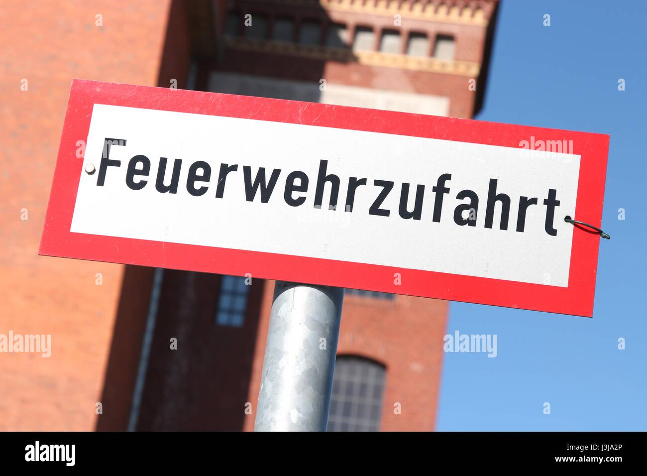 Il tedesco cartello stradale: fuoco percorso di salvataggio Foto Stock