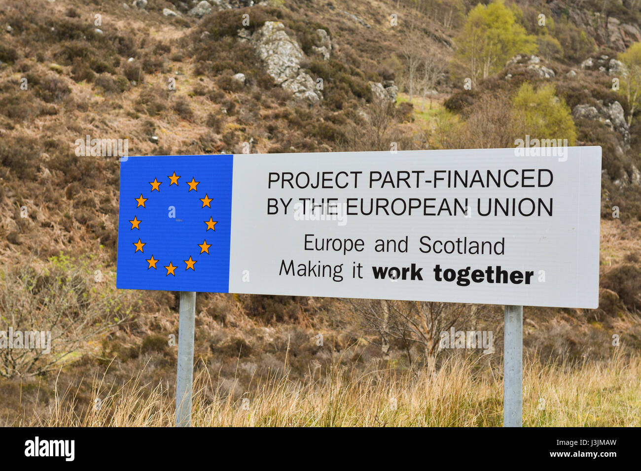 La Scozia e l Unione Europea segno, Scotland, Regno Unito Foto Stock