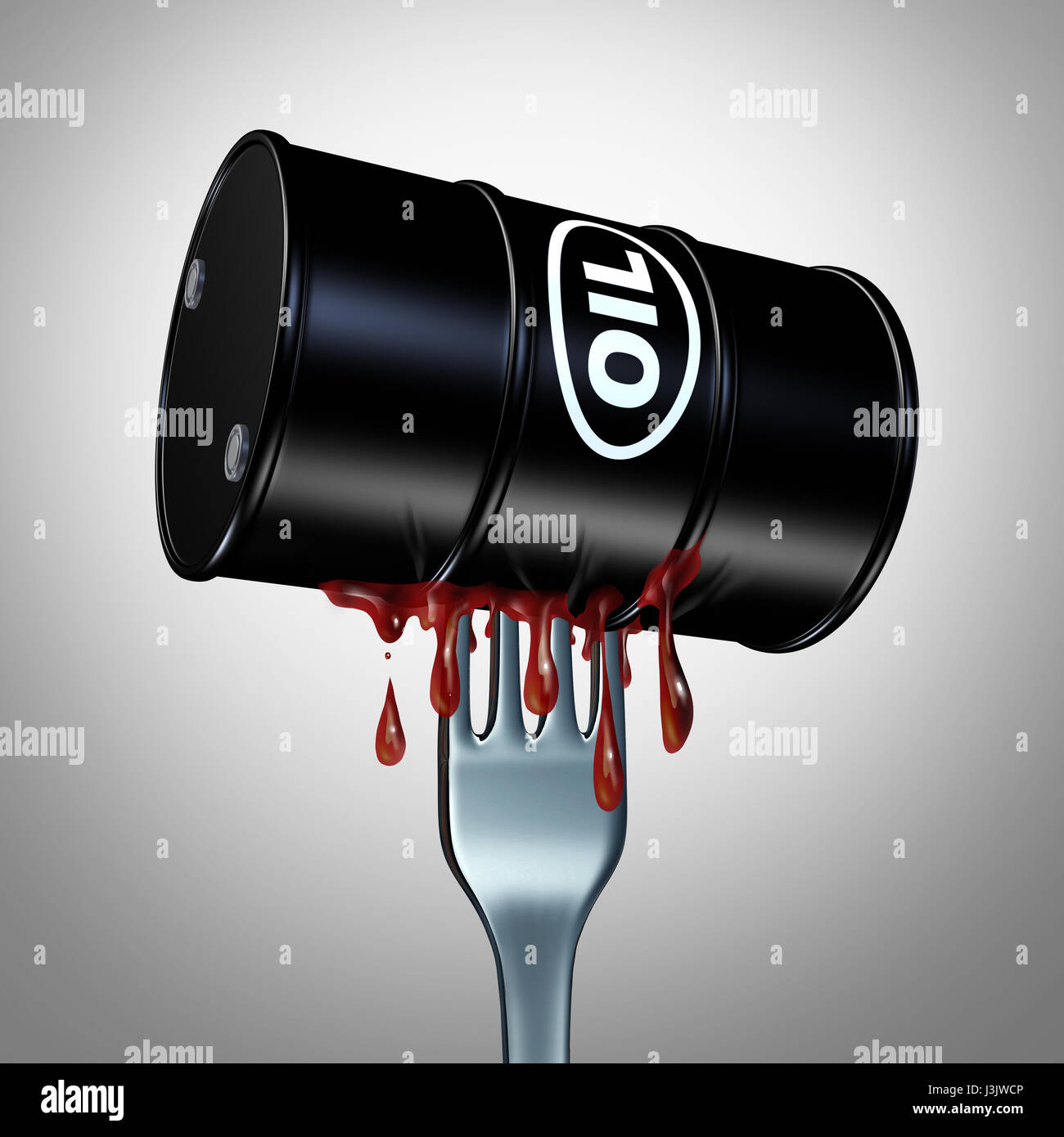 L'appetito per olio combustibile e la domanda di prodotti petroliferi come una forcella all'interno di una canna del petrolchimico o grezzi come 3D'illustrazione. Foto Stock