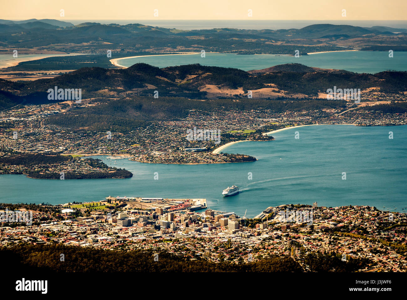 Vista dalla cima del monte Wellington di Hobart Foto Stock