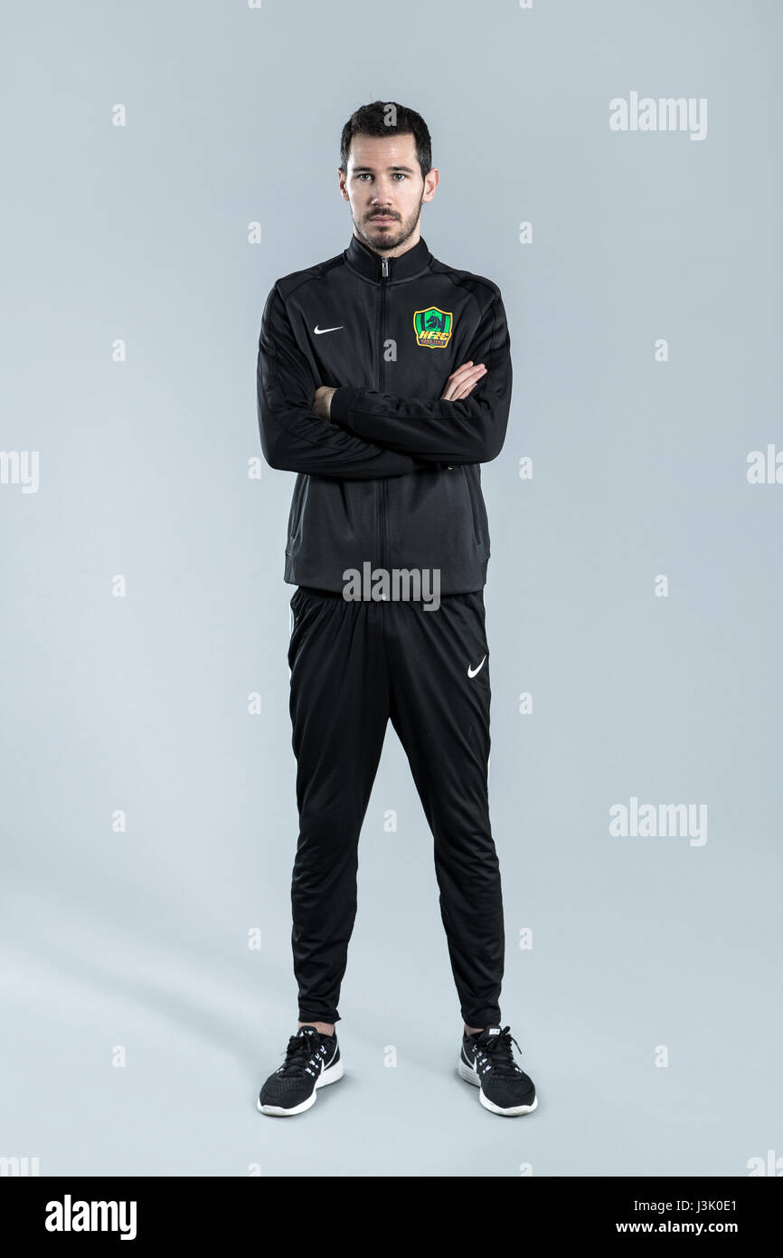 Ritratto di Australian soccer player Ryan McGowan di Guizhou Hengfeng Zhicheng F.C. per il 2017 Chinese Football Association Super League, nella città di Guiyang, a sud-ovest della Cina di Guizhou, 23 febbraio 2017. Foto Stock