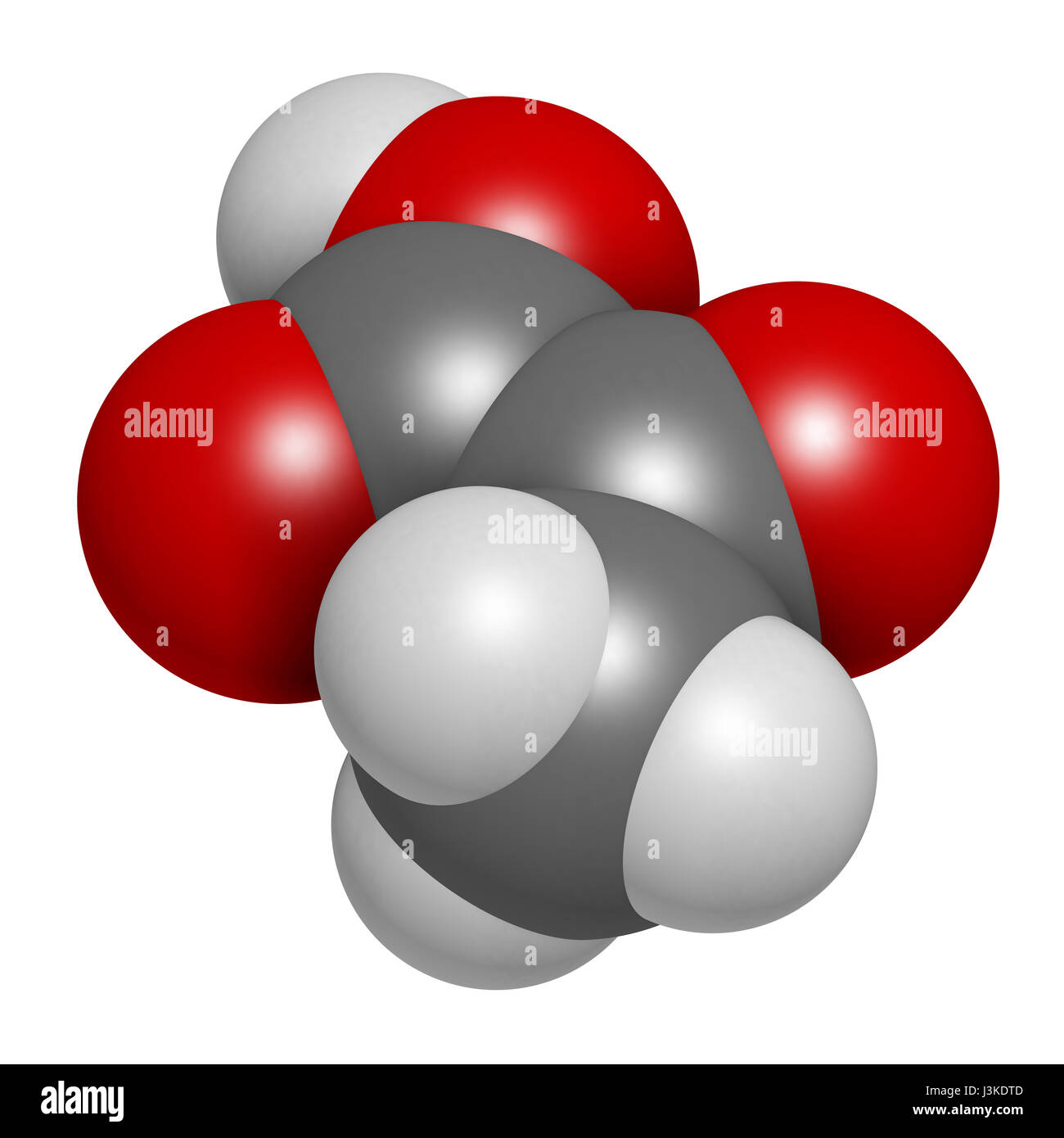 Acido piruvico (piruvato molecola). Importante intermedio in un certo numero di processi biochimici. Gli atomi sono rappresentati come sfere con convenzionali colo Foto Stock