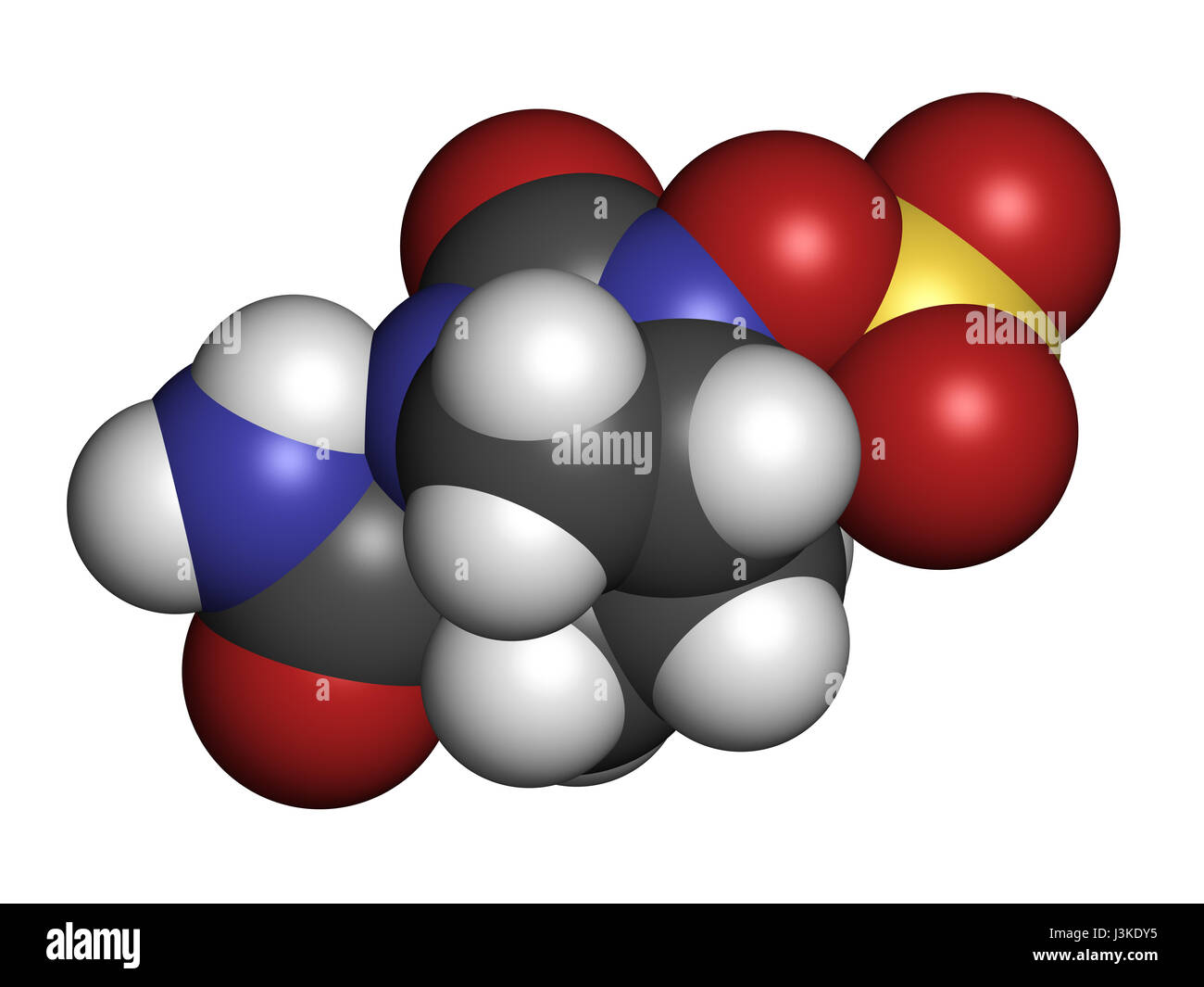 Avibactam molecola di farmaco. Beta-lattamasi inibitore somministrata in combinazione con antibiotici. Gli atomi sono rappresentati come sfere con colore convenzionale codi Foto Stock