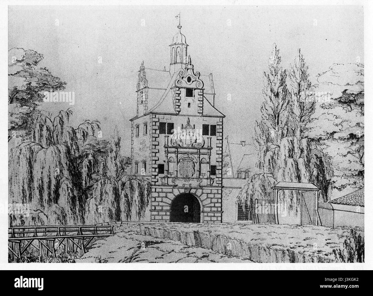 L'Hanau Neustadt Kanaltor è una porta storica della città di Hanau, risalente a prima del 1829. Fu un importante ingresso e simbolo delle fortificazioni della città durante il suo tempo. Foto Stock