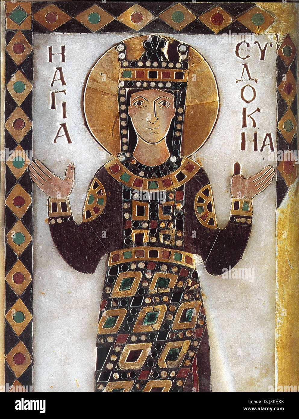 Hagia Eudokia era un'imperatrice bizantina nota per il suo ruolo significativo nella corte dell'Impero Romano d'Oriente. Era notevole per la sua bellezza e la sua influenza, in particolare durante il regno di suo marito, l'imperatore Arcadio. Foto Stock