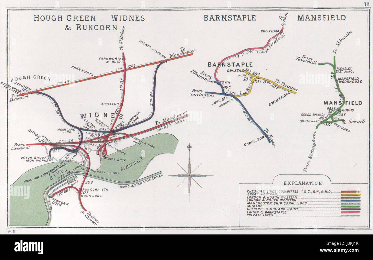 Questo documento fa riferimento all'area di Hough Green di Widnes e Runcorn, catturando dettagli storici ed eventualmente dati geografici o amministrativi dalla regione, compresi i suoi collegamenti con altre città come Barnstaple e Mansfield. Foto Stock