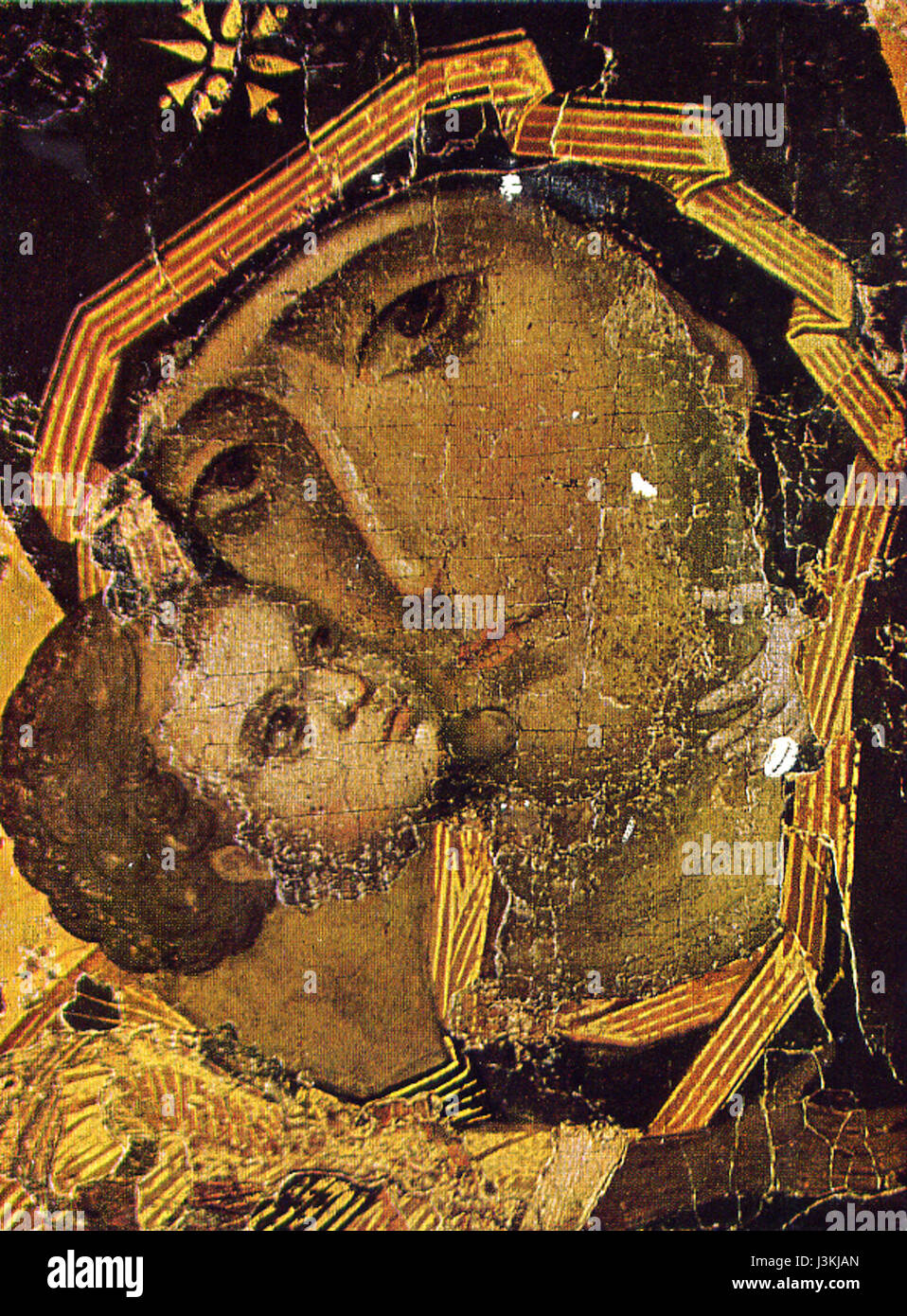 Il "Gottesmutter von Wladimir" è un'icona venerata della Vergine Maria, nota per il suo significato storico nel cristianesimo ortodosso orientale. Si dice che abbia avuto origine a Costantinopoli e sia diventato un importante simbolo religioso. Foto Stock