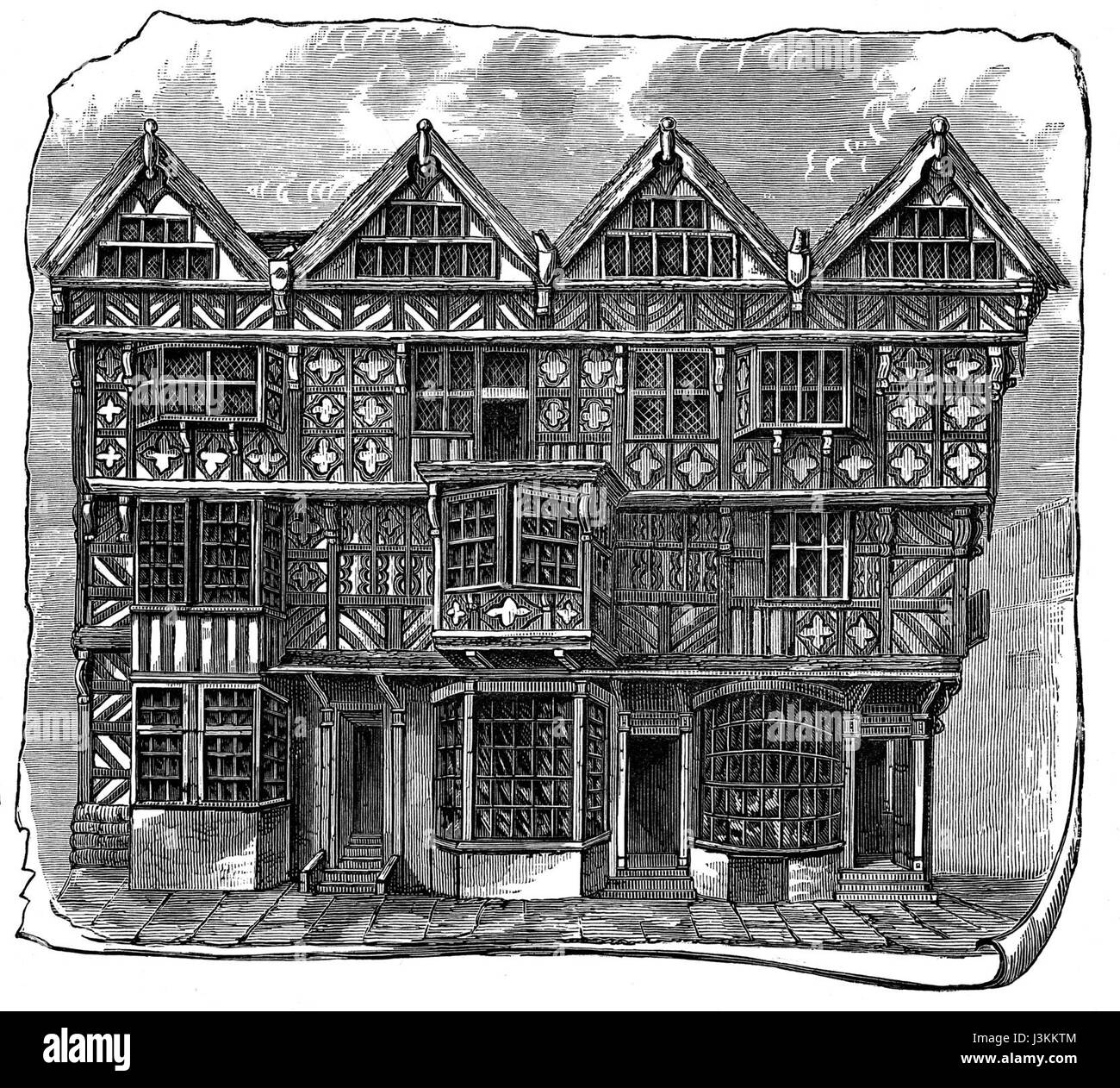 Questa immagine cattura una casa situata in Wine Street a Bristol, offrendo uno sguardo sull'architettura e il paesaggio urbano della città. Foto Stock