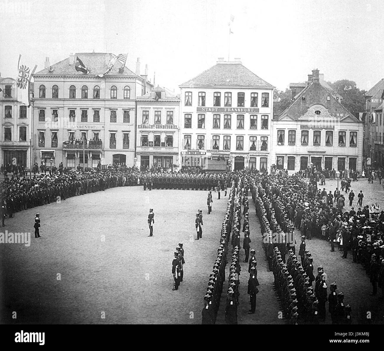 Una fotografia storica del reggimento di fanteria anseatica Brema del 1891, che cattura l'uniforme e la formazione del reggimento. Foto Stock