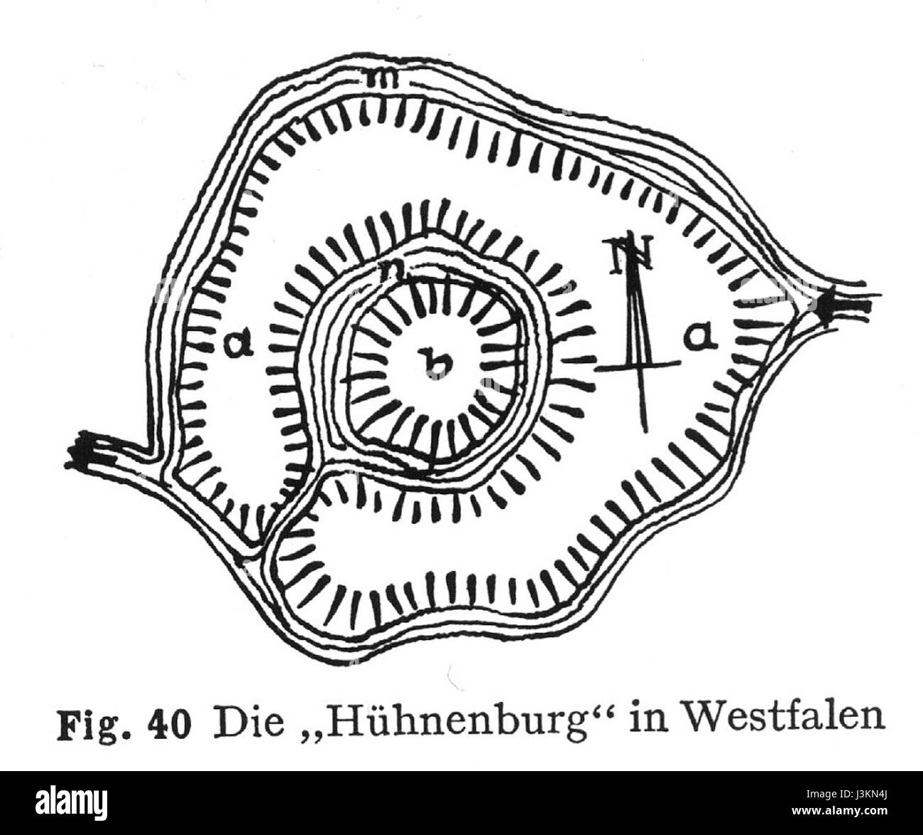 Un riferimento storico o una fotografia di Huenenburg a Bad Waldliesborn, che raffigura il patrimonio e il paesaggio della regione. Foto Stock