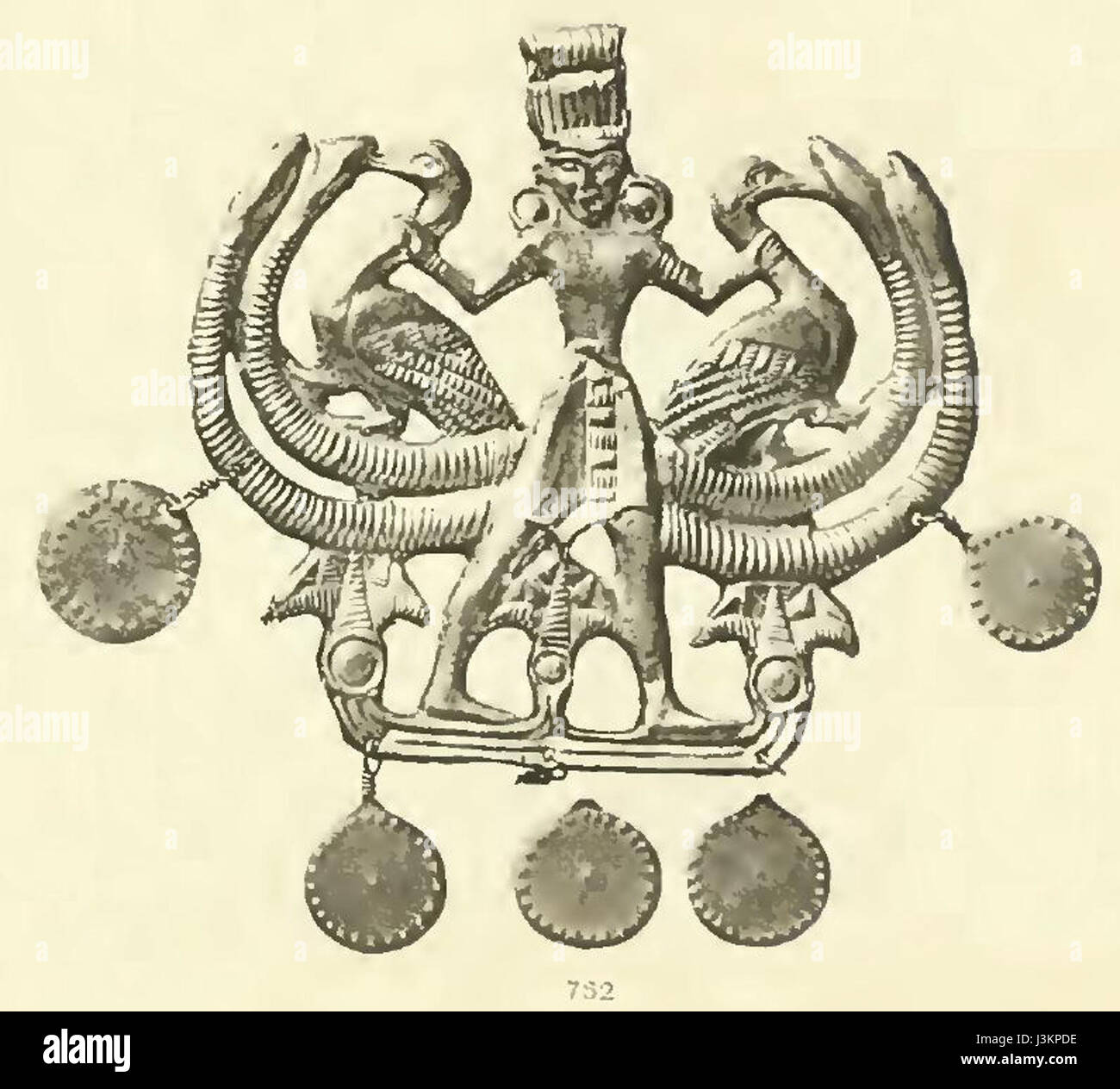 Pendente in oro, figura maschile, Museo Britannico No. 762 Foto Stock