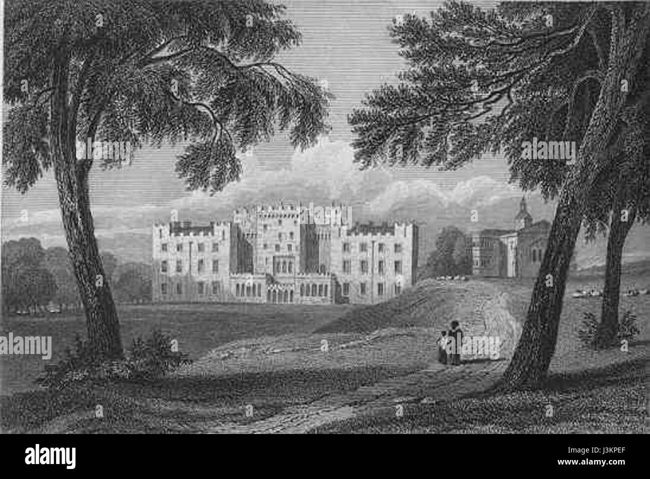 Il Castello Hilton e' una struttura dei primi anni del XIX secolo, conosciuta per le sue vedute panoramiche e il suo significato storico. Questa immagine cattura la vista dal castello, offrendo uno scorcio del suo stile architettonico. Foto Stock