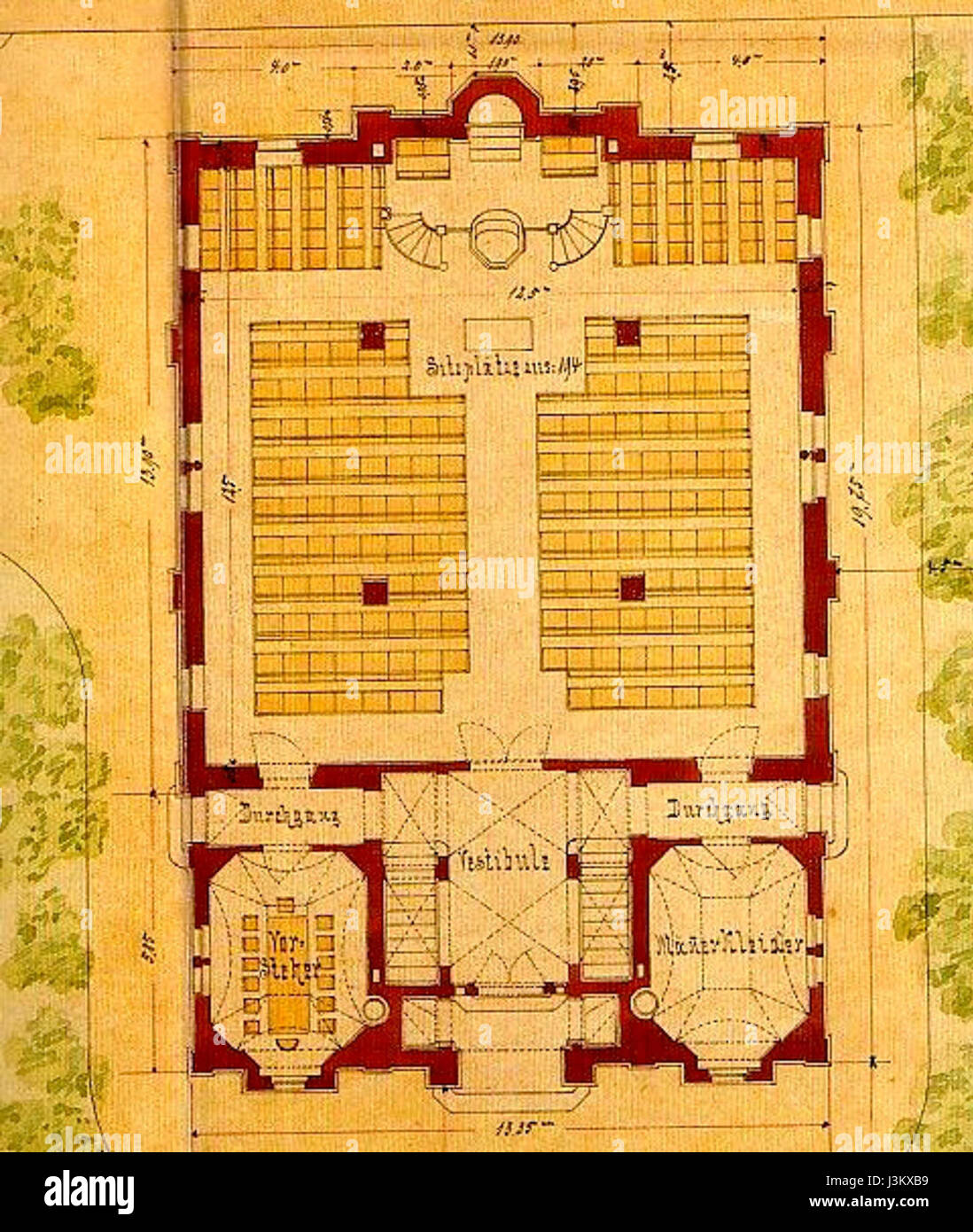 Goeppingen sinagoga 1881 architetto disegno Foto Stock