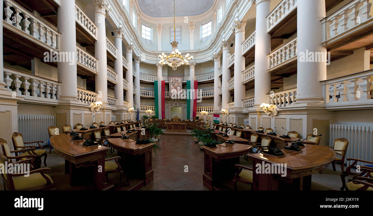 Sala del Tricolore, il municipio, la Sala del Tricolore, bandiera italiana, comune, Reggio Emilia, Italia Foto Stock