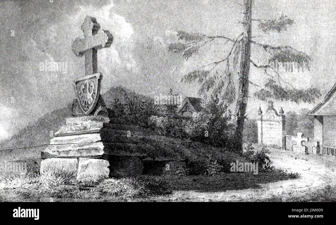Fotografia della tomba di Egino i di Friburgo, un nobile medievale. L'immagine mostra le caratteristiche architettoniche e le iscrizioni della tomba. Foto Stock