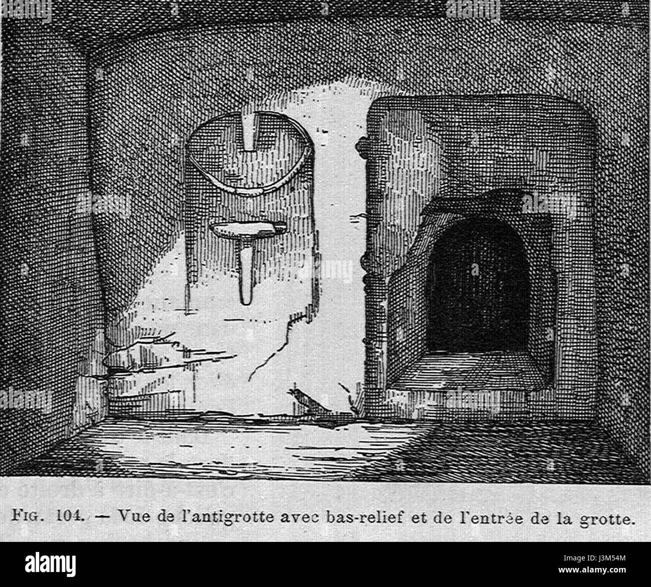 La Grotte de Courjeonnet è una grotta situata in Francia, famosa per la sua arte preistorica e il suo significato archeologico. La grotta contiene antichi disegni e incisioni, fornendo preziose informazioni sulla cultura umana. Foto Stock